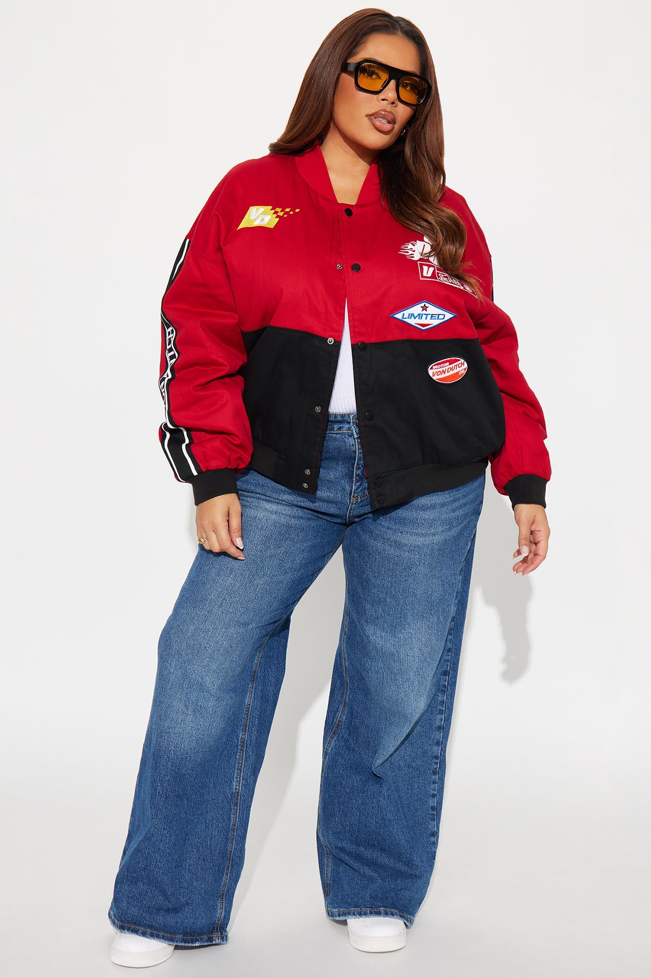 Von Dutch Twill Racing Jacket - Black/Red