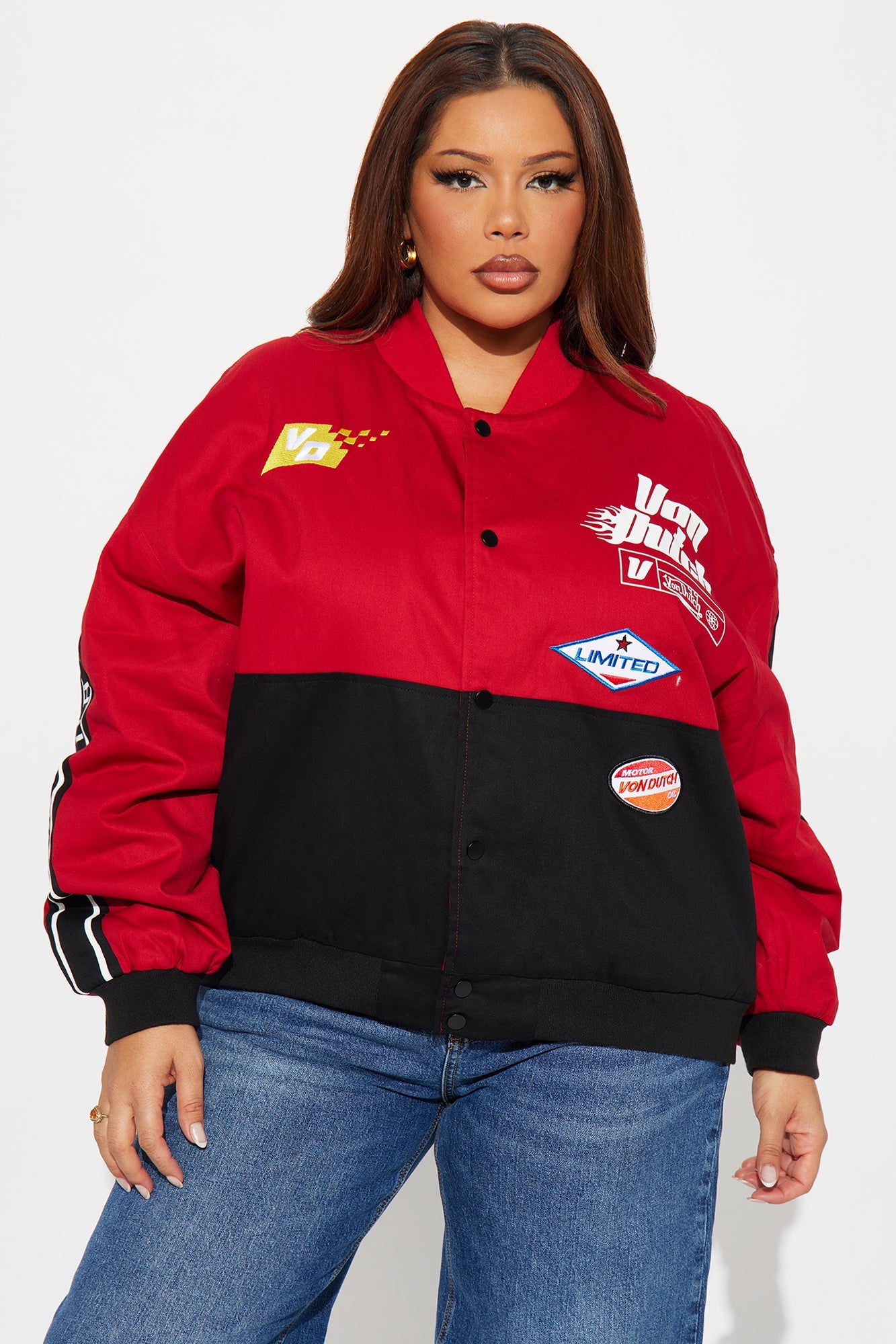 Von Dutch Twill Racing Jacket - Black/Red