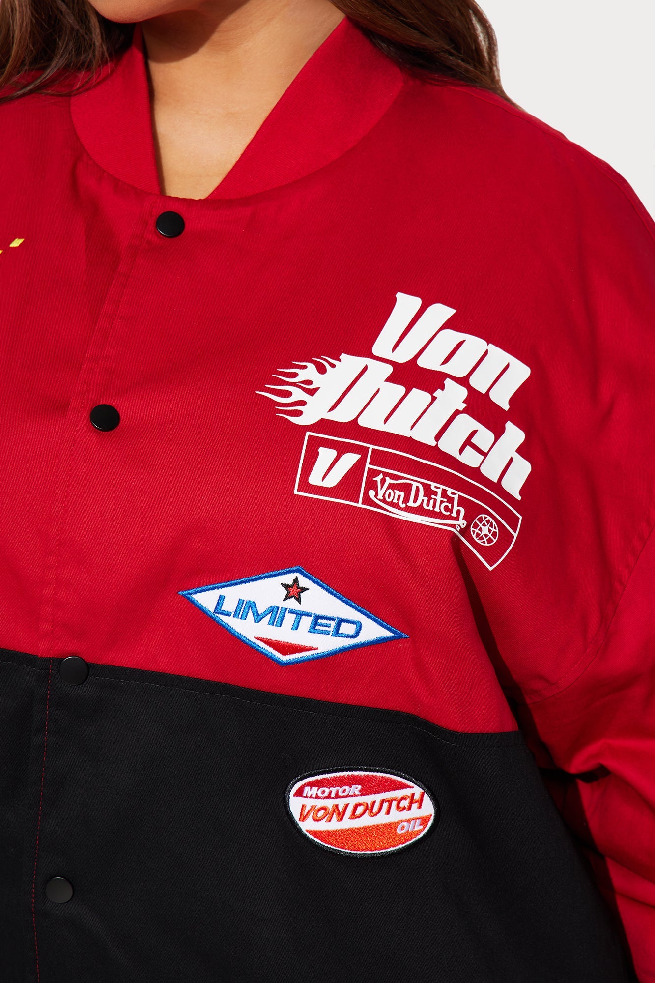 Von Dutch Twill Racing Jacket - Black/Red