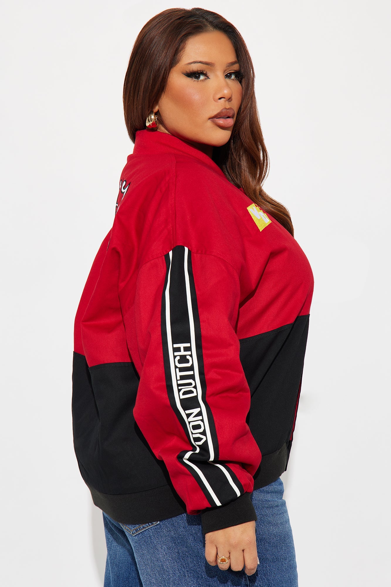 Von Dutch Twill Racing Jacket - Black/Red