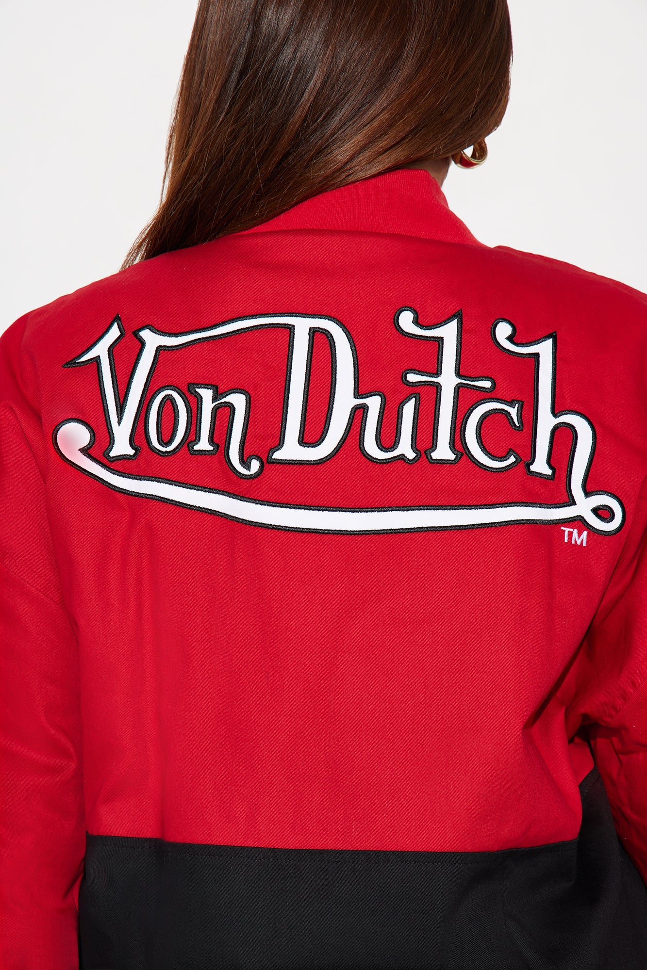 Von Dutch Twill Racing Jacket - Black/Red
