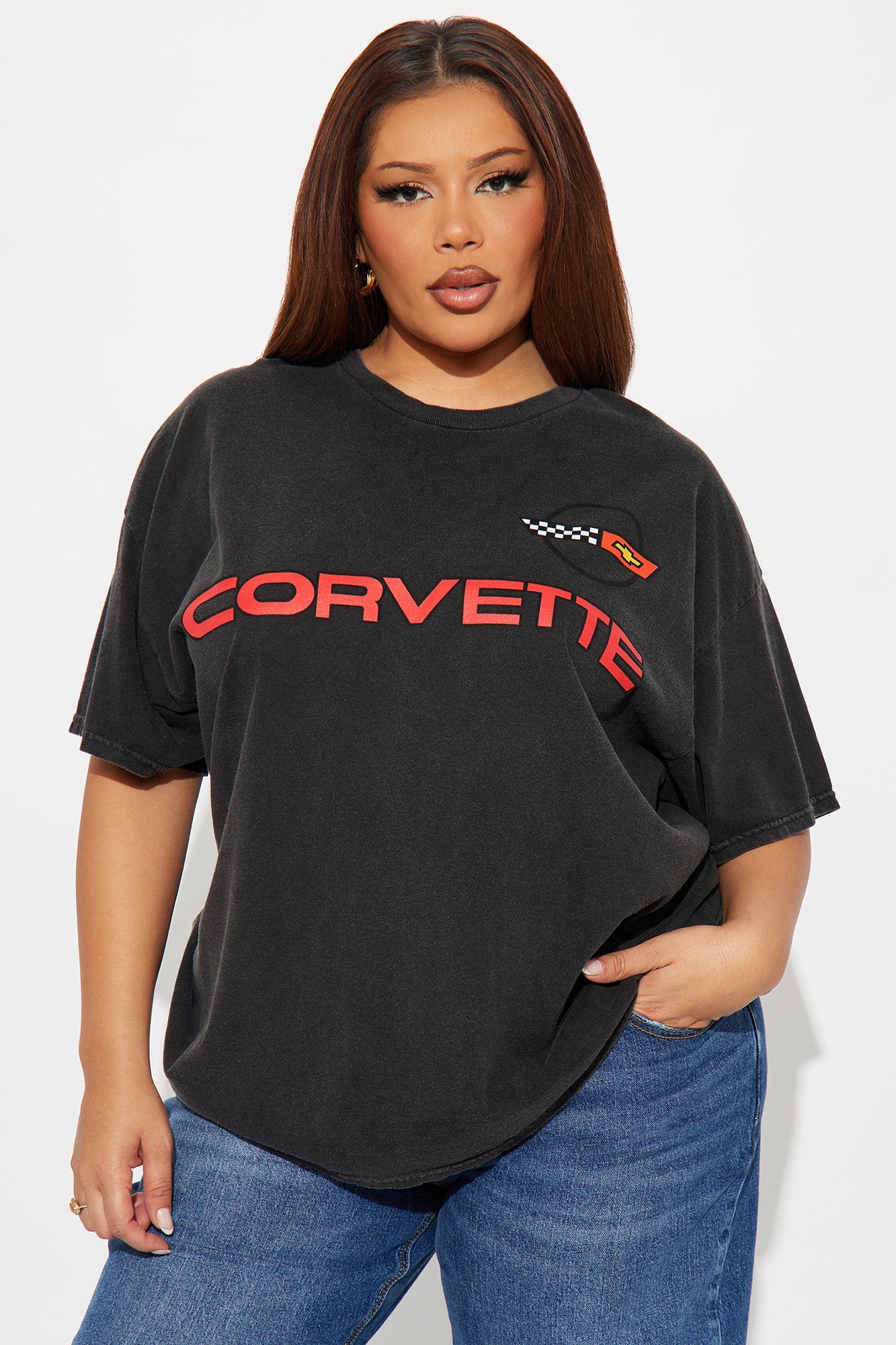 Corvette 96 Washed Front And Back Graphic Tee - Black Wash