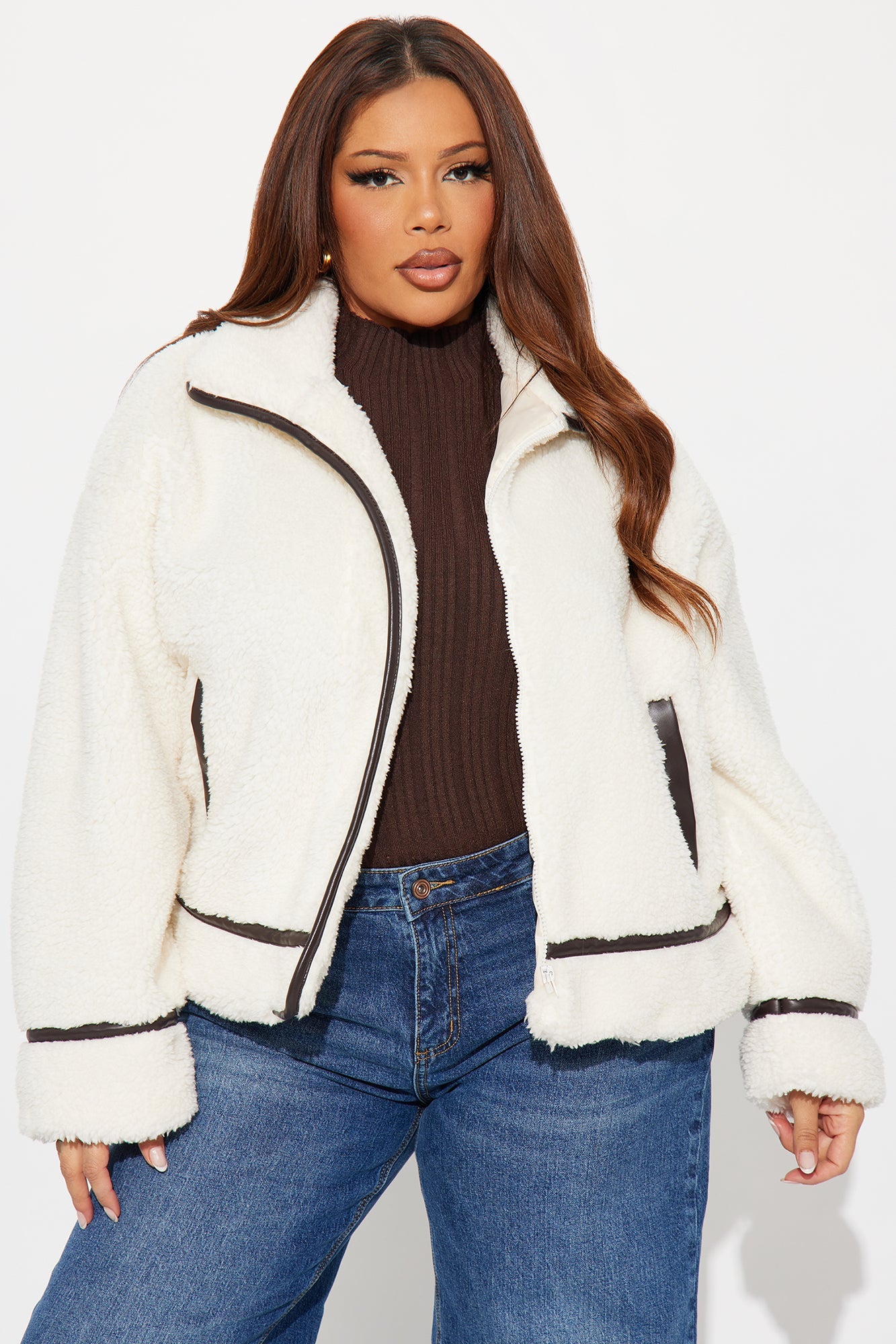 Dani Sherpa Coat - Ivory/combo