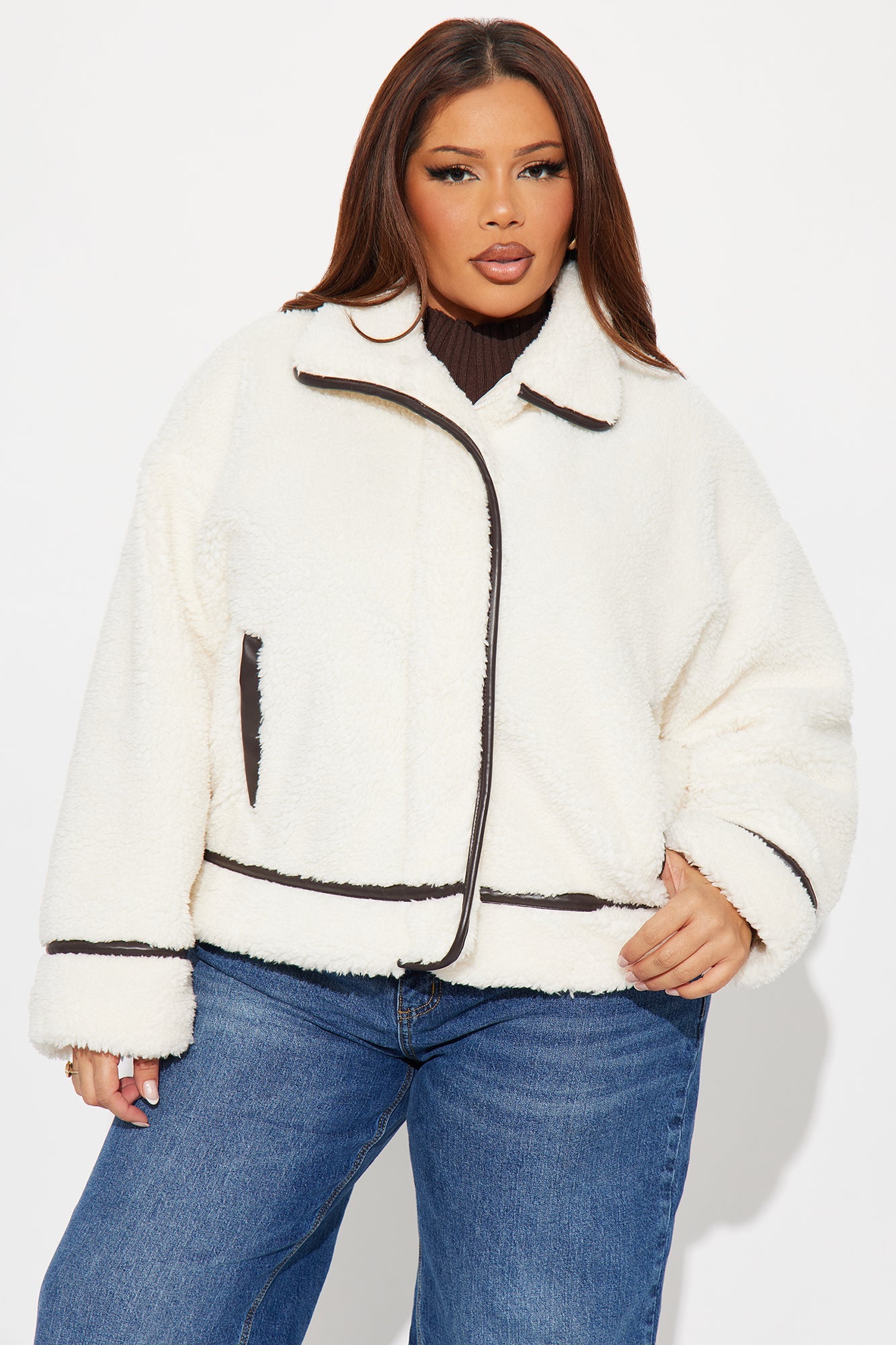 Dani Sherpa Coat - Ivory/combo