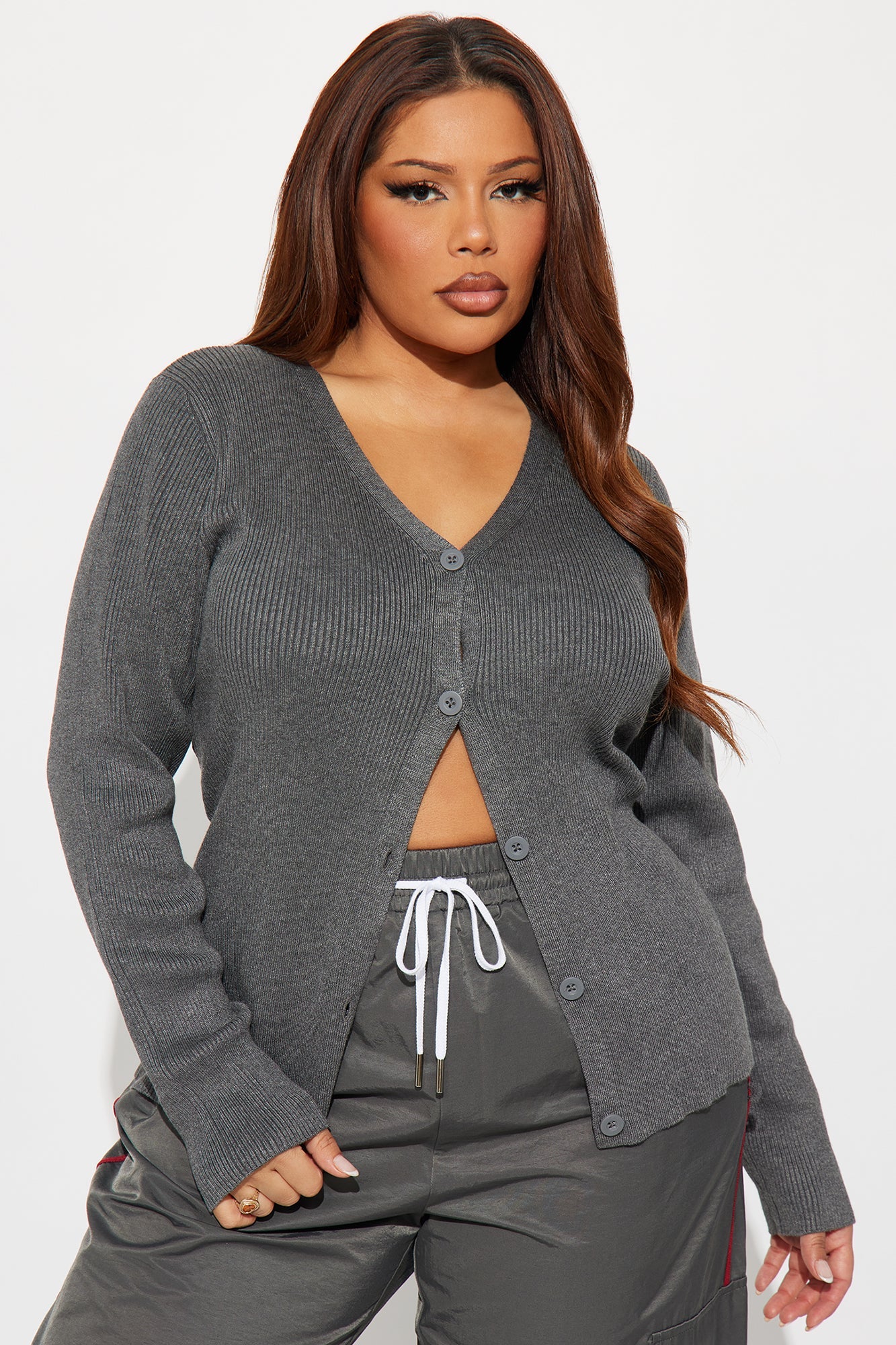 Comfort First Ribbed Cardigan - Heather Grey