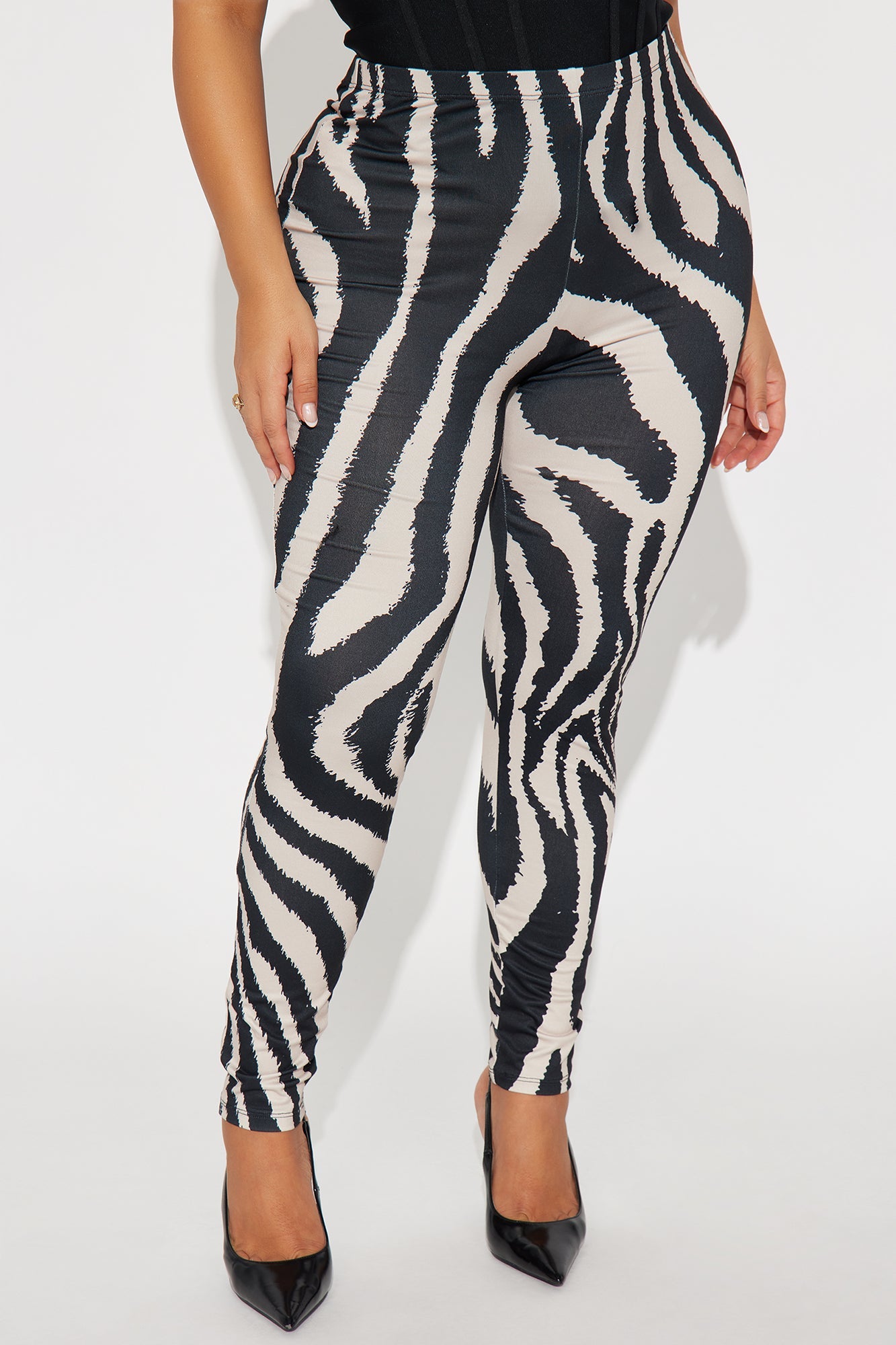 Effie Midrise Zebra Print Legging - Black/combo