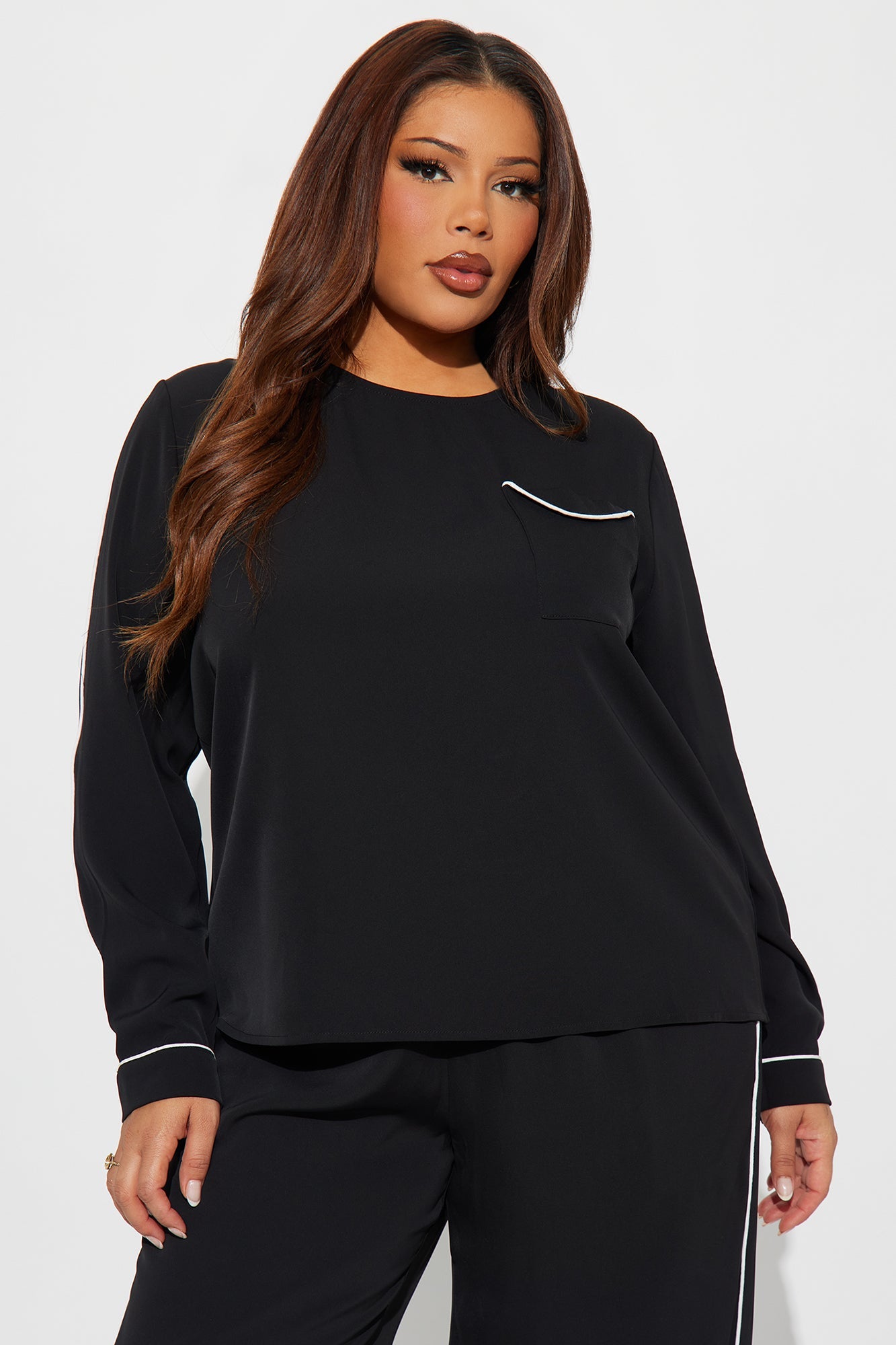 Outlined Elegance Pant Set - Black/combo