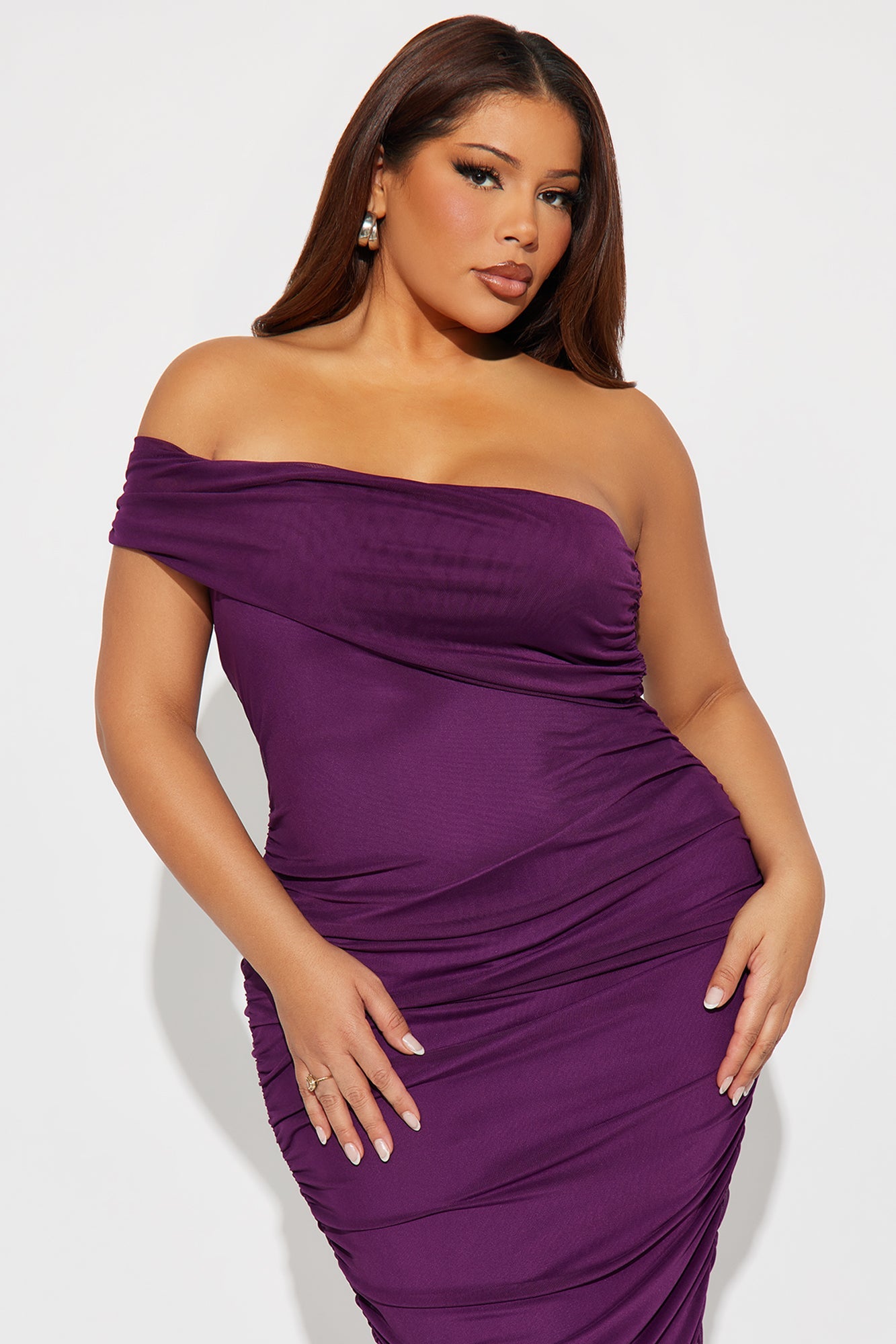 Real Legacy Mesh Midi Dress - Plum