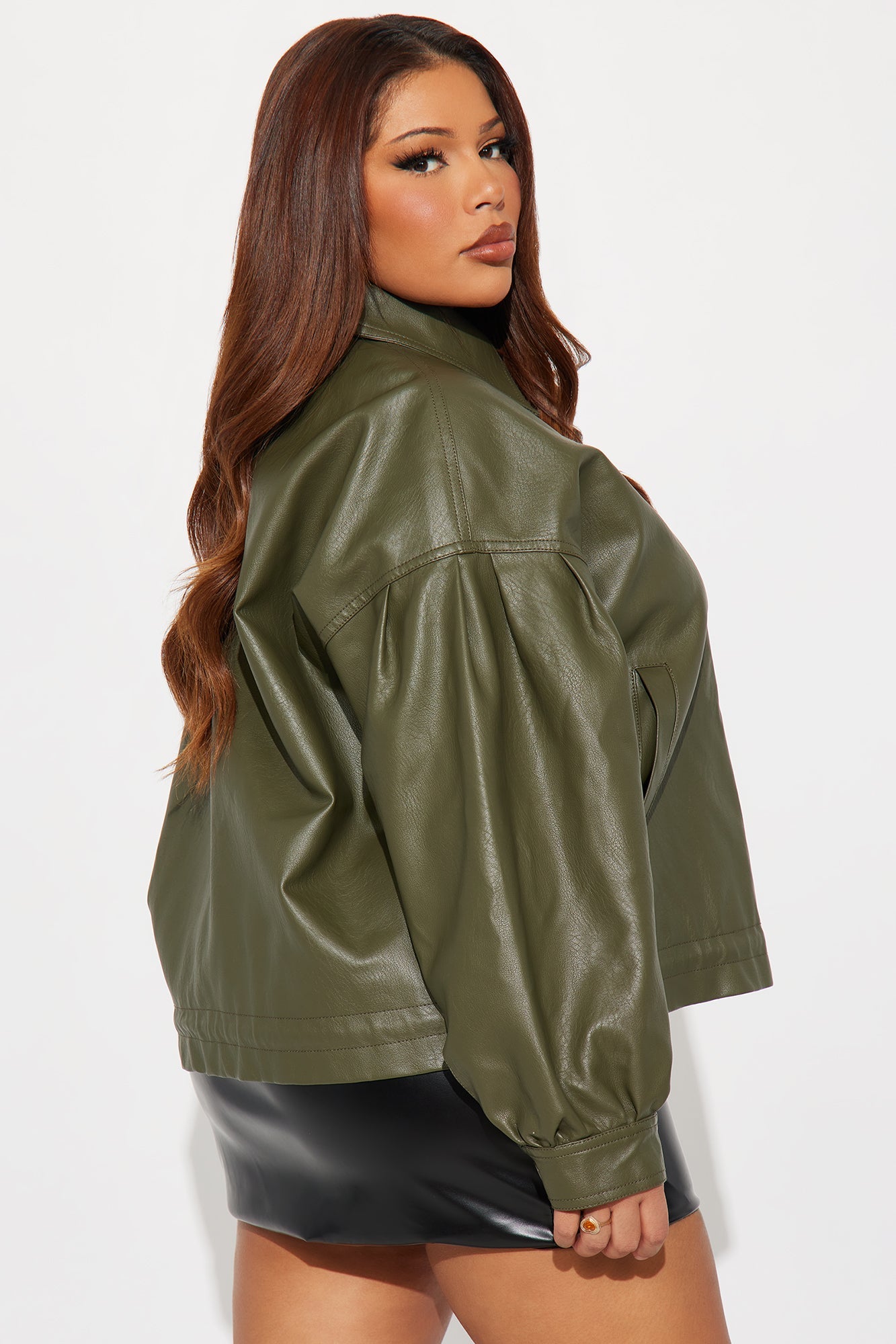 On The Move Faux Leather Jacket - Olive