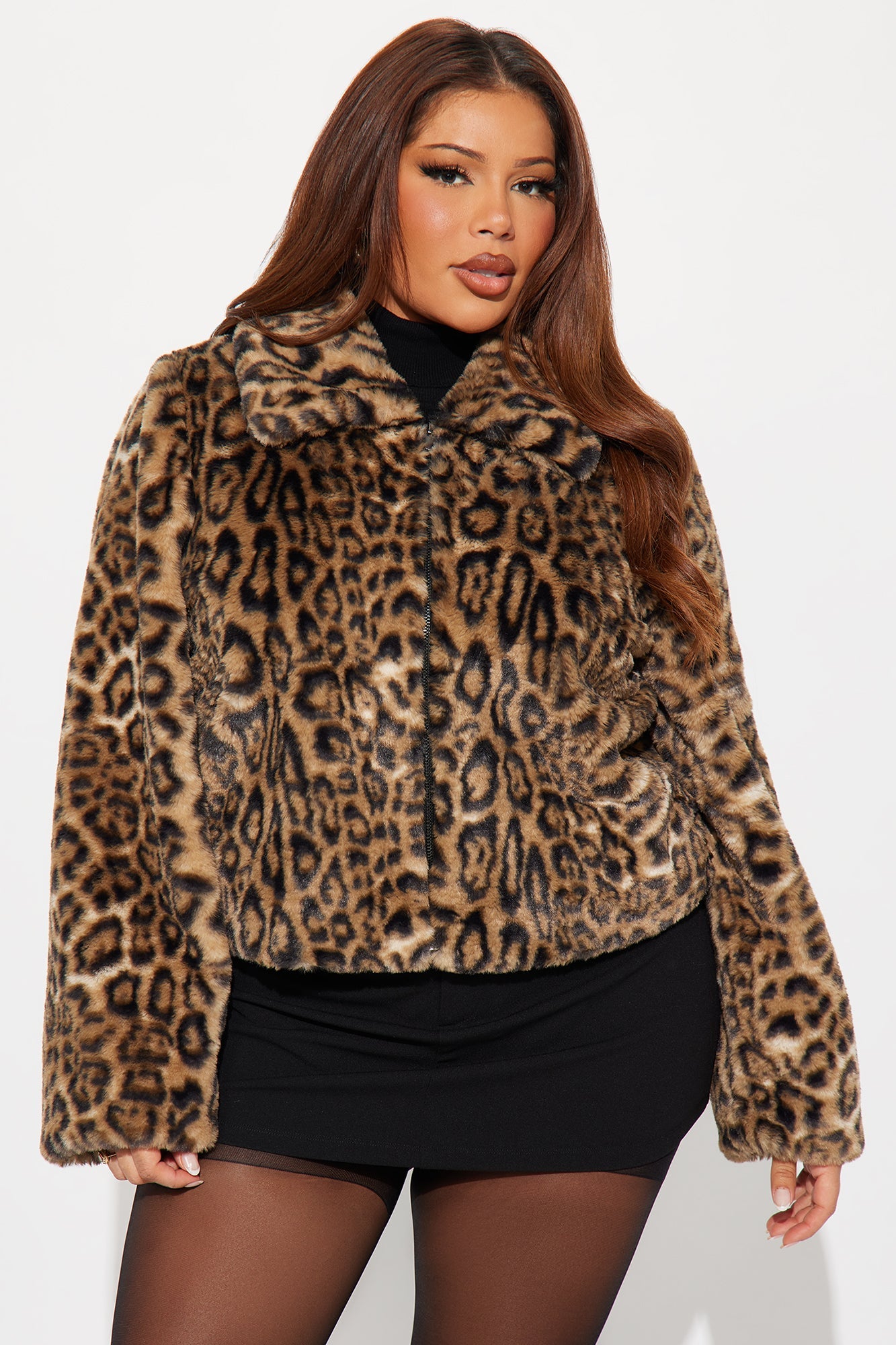 Feline Instinct Leopard Faux Fur Coat - Leopard