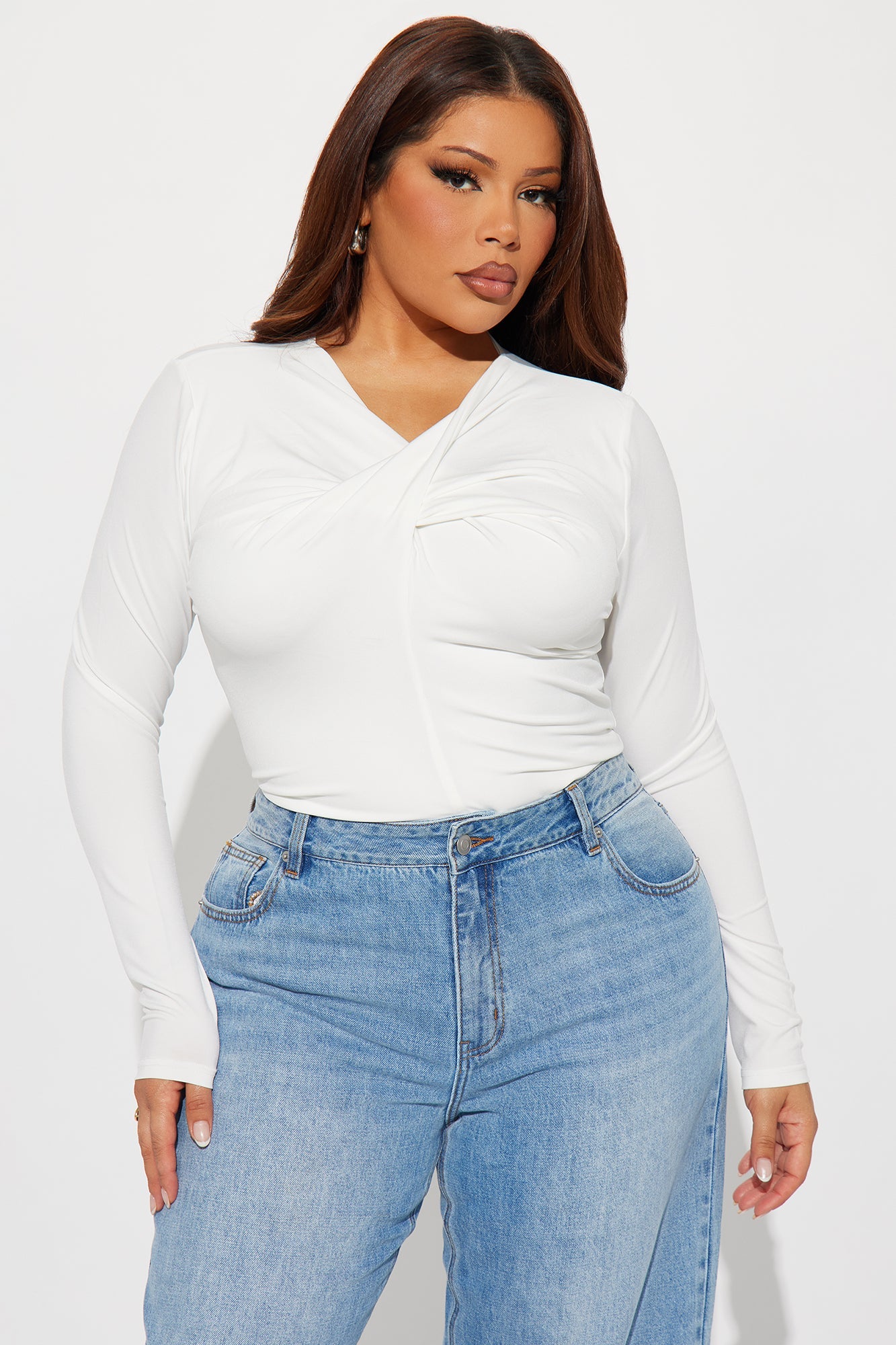 Becca Twist Long Sleeve Top - Ivory