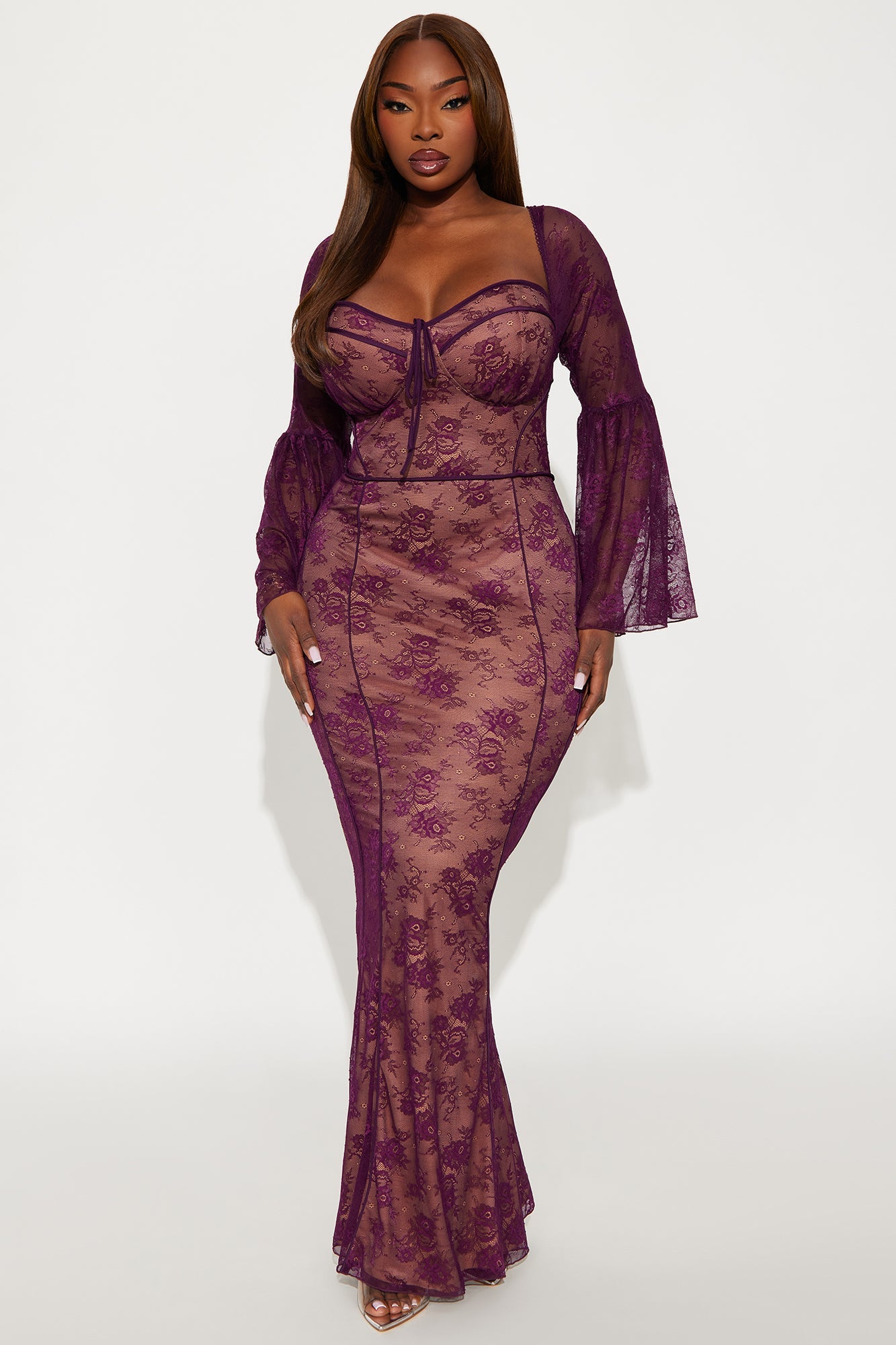 Fiona Lace Maxi Dress - Plum