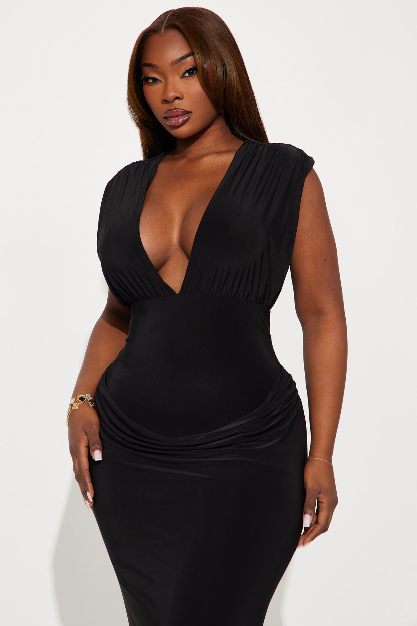 Always You Ruched Maxi Dress - Black