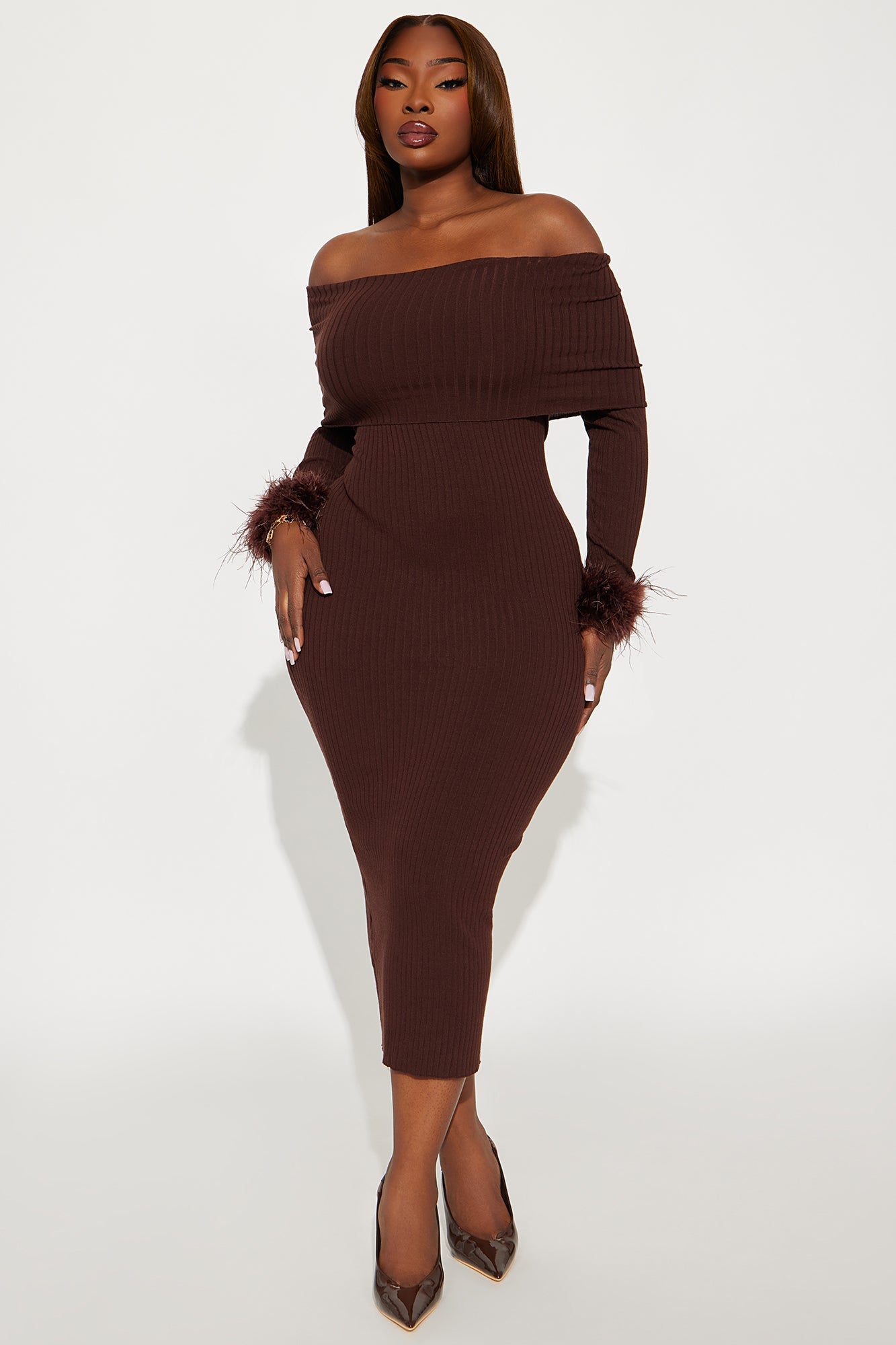 Legally Perfect Ribbed Midi Dress - Chocolate
