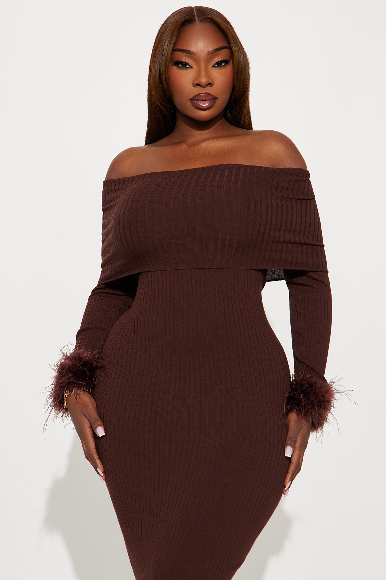 Legally Perfect Ribbed Midi Dress - Chocolate