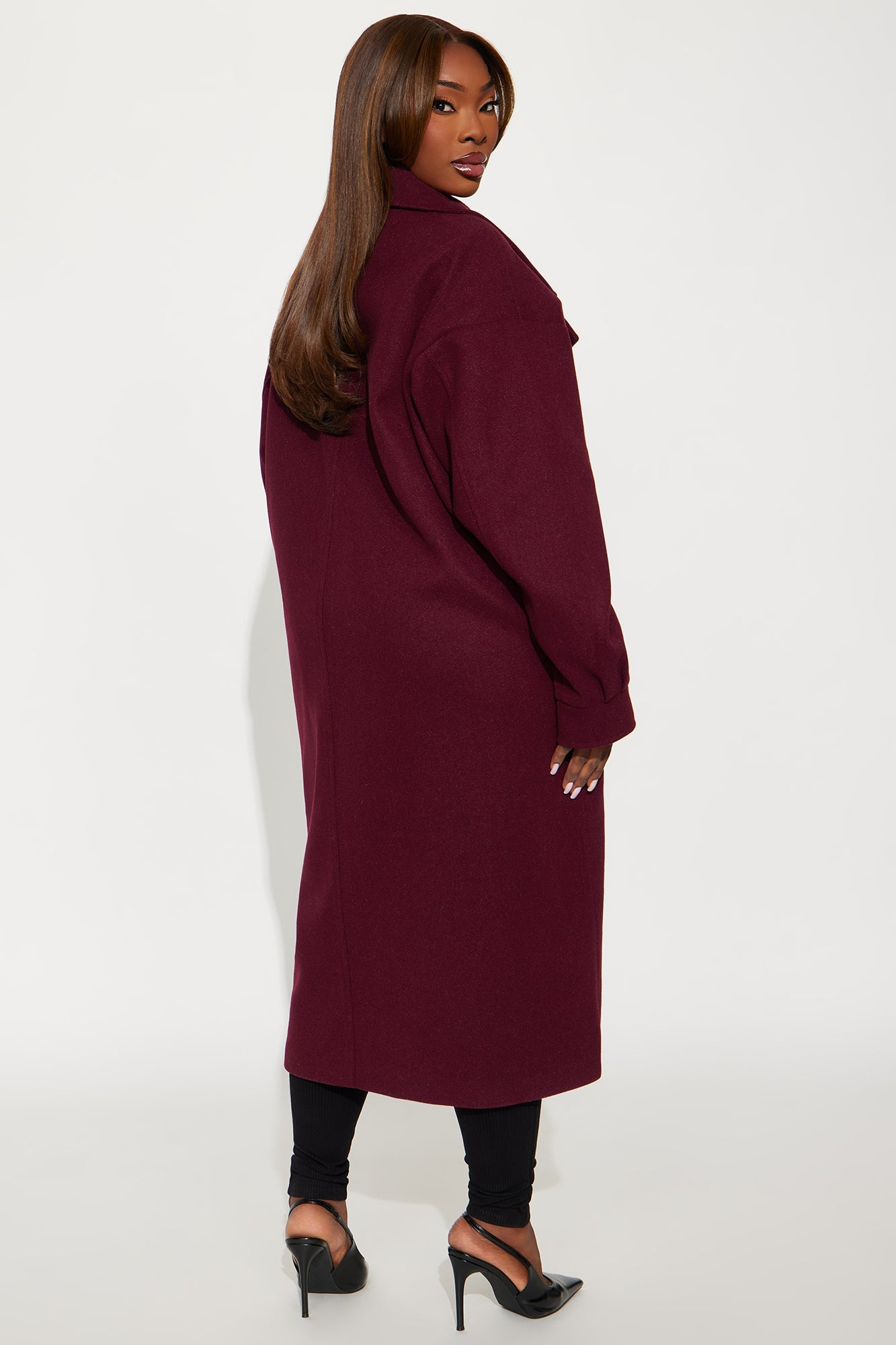 Miranda Wool Trench Coat - Burgundy