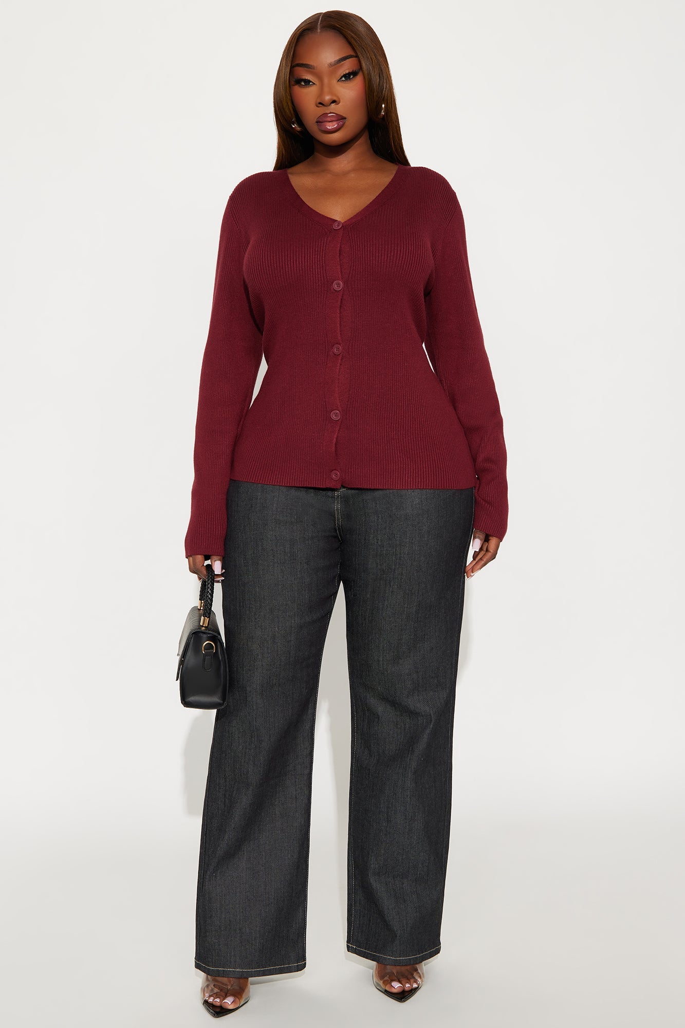 Comfort First Ribbed Cardigan - Burgundy