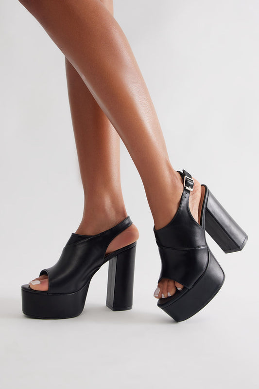 Kona Ankle Strap Platform Heels - Black
