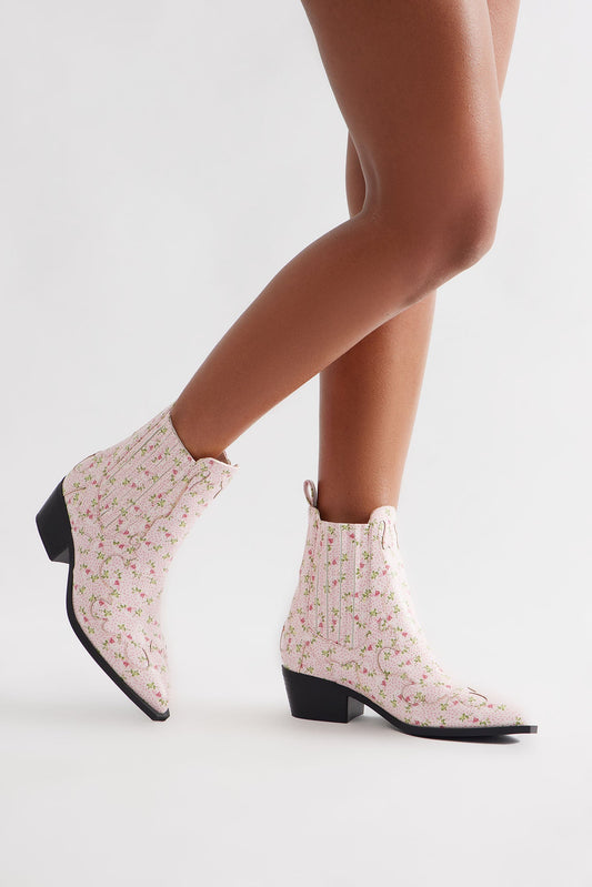 Charity Floral Booties - Pink