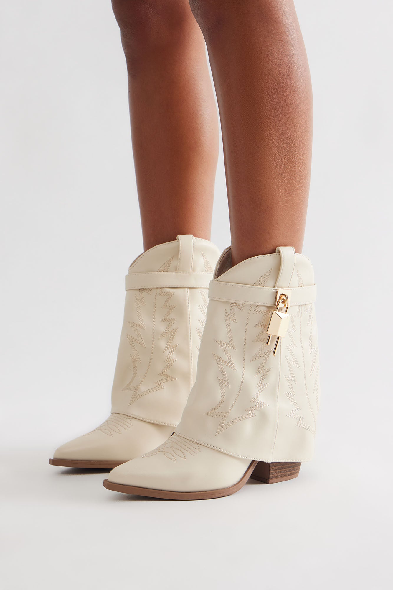 Knightley Hardware Overlay Boots - Ivory