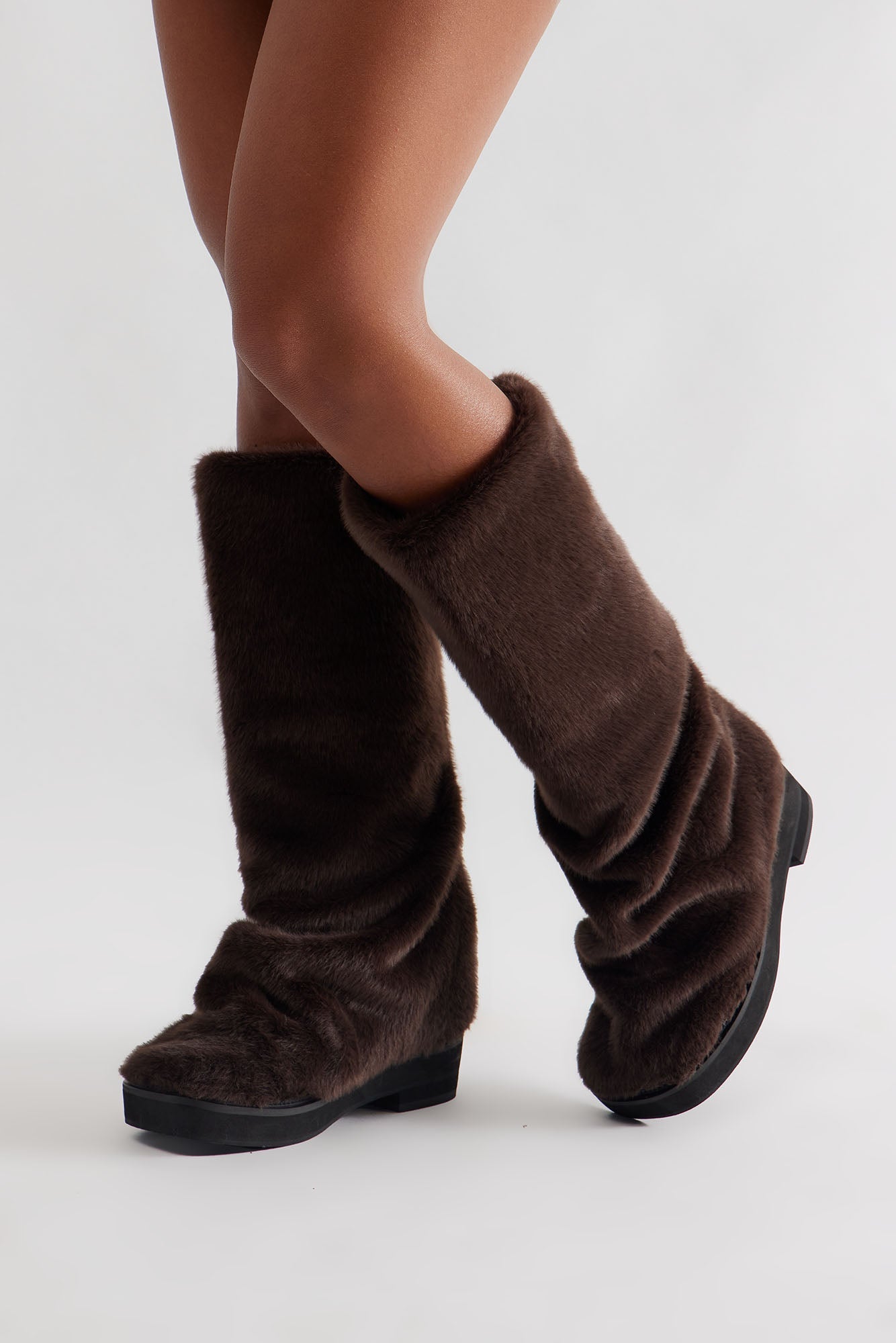Burley Faux Fur Boots - Chocolate