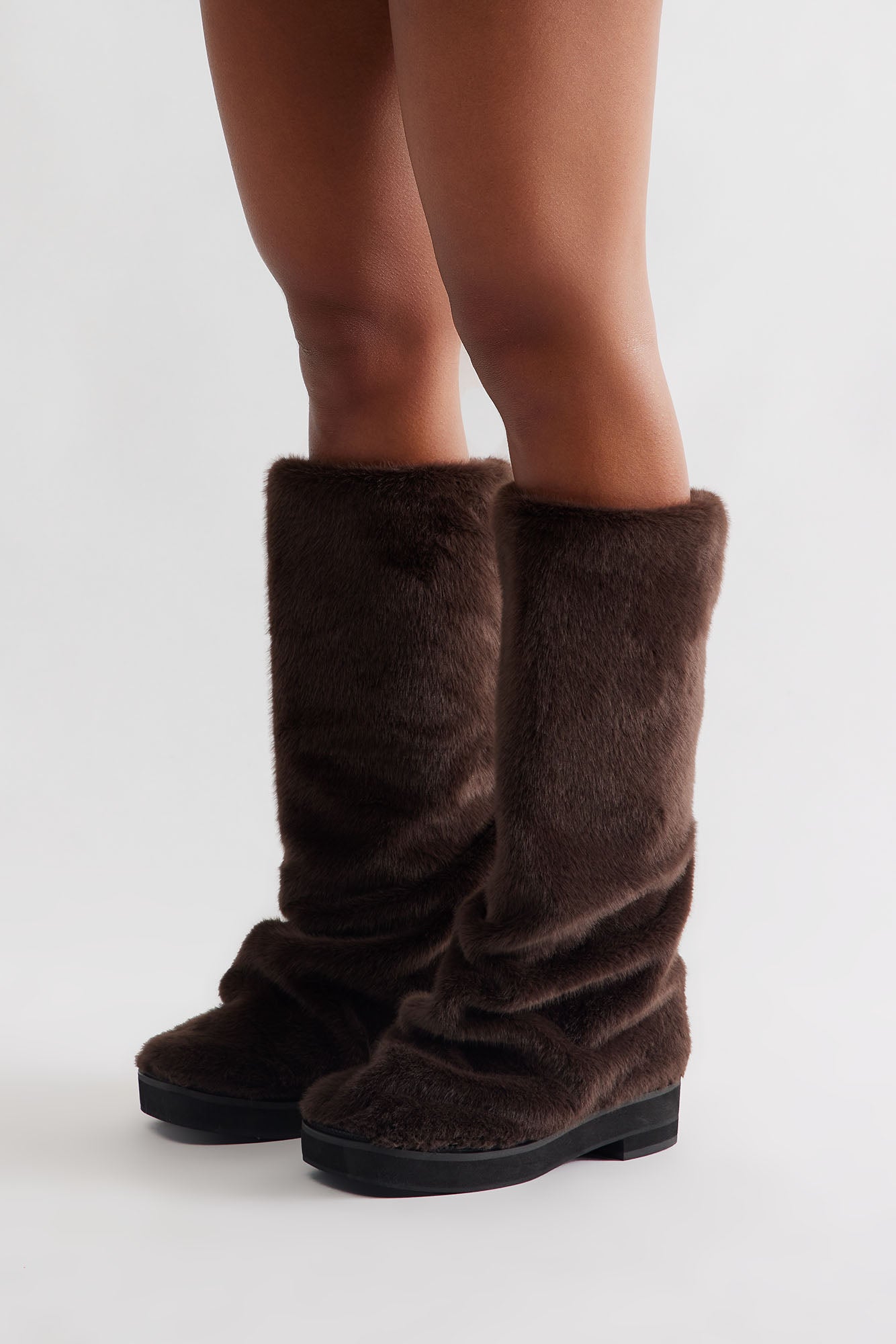 Burley Faux Fur Boots - Chocolate