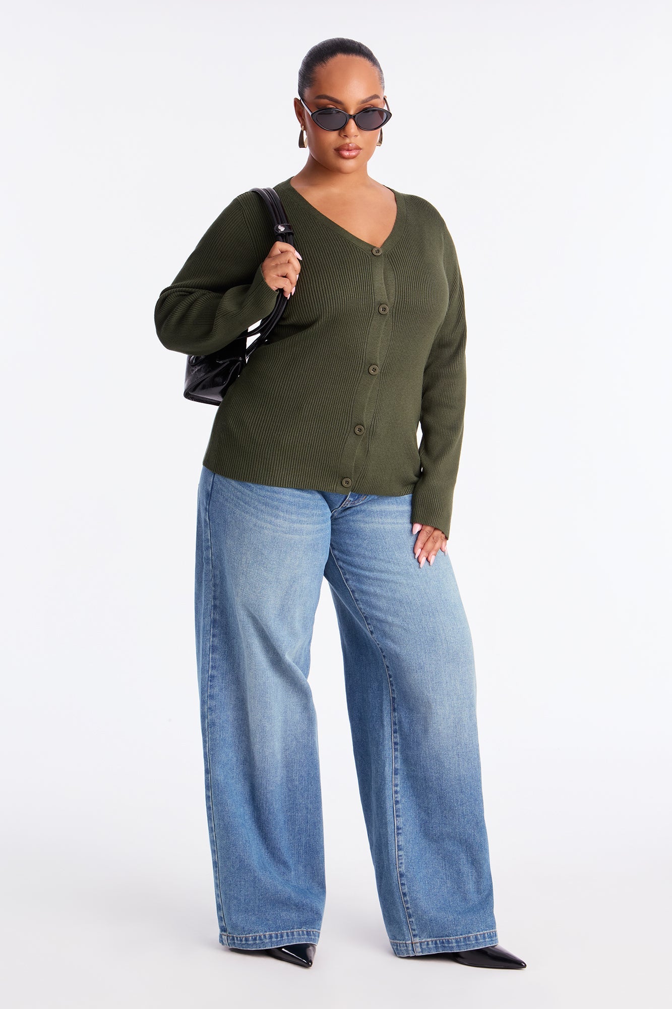 Comfort First Ribbed Cardigan - Green