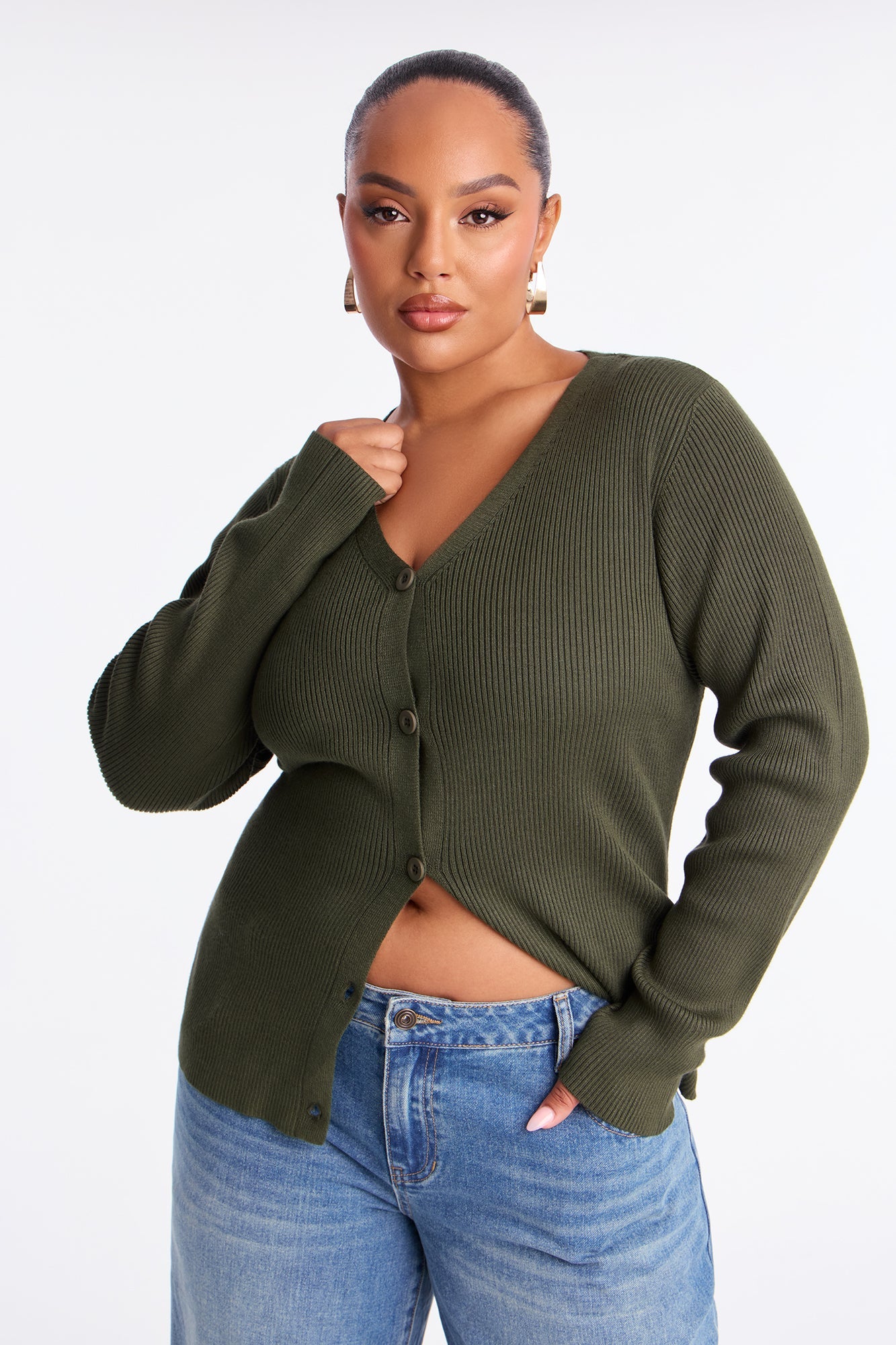 Comfort First Ribbed Cardigan - Green