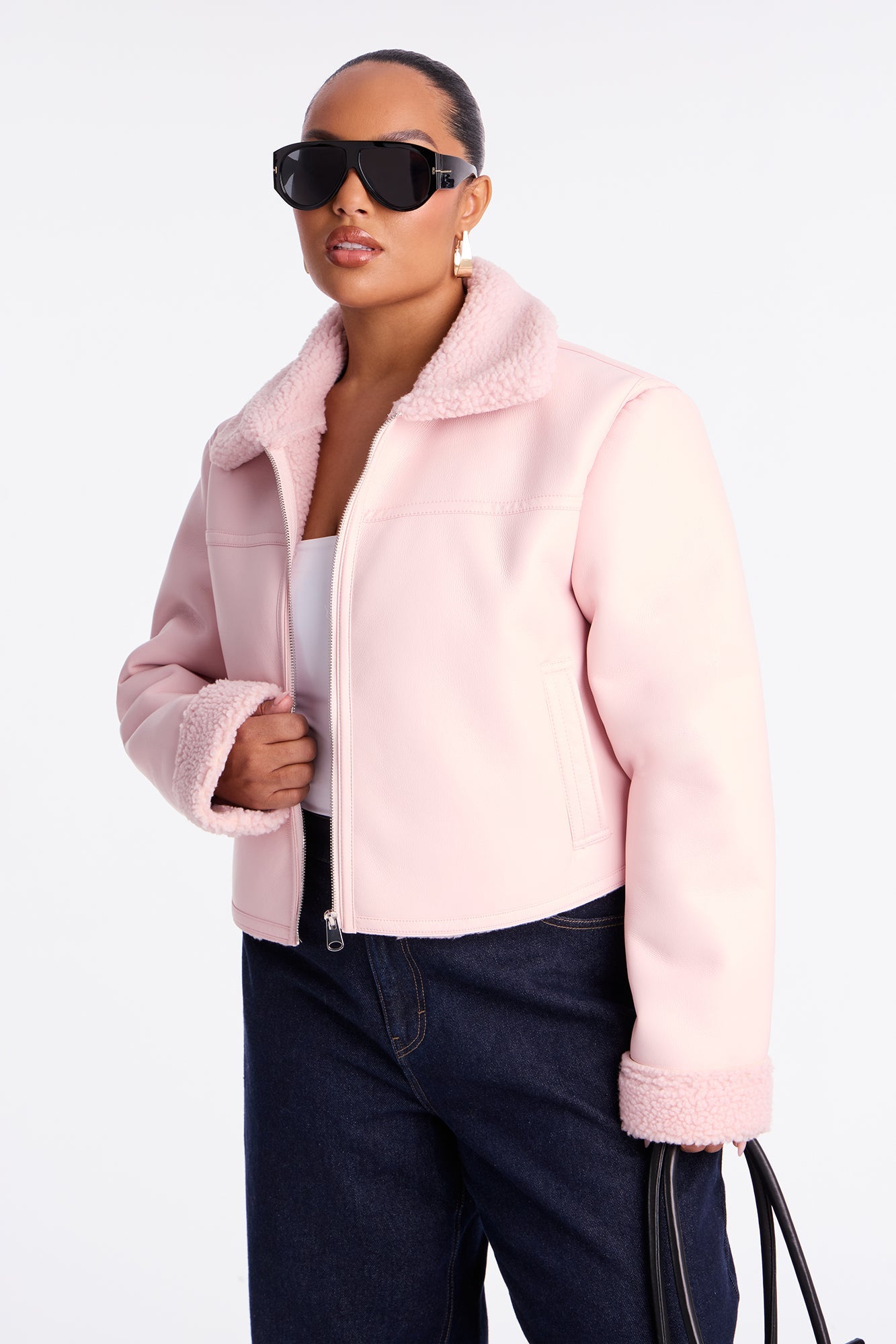 Downtown Girl Bomber Jacket - Pink