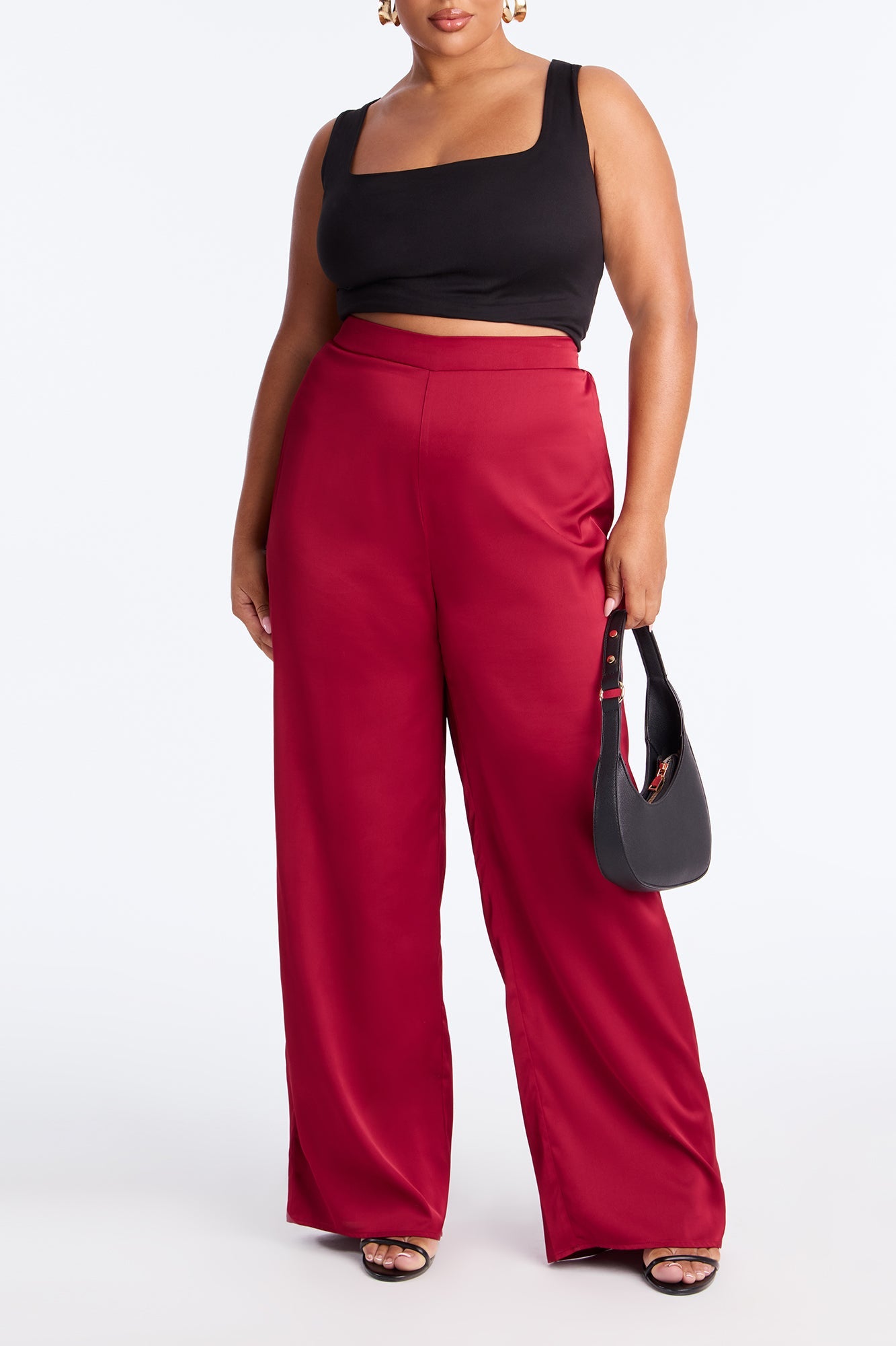 Claudia Satin Wide Leg Pant 32″ - Red