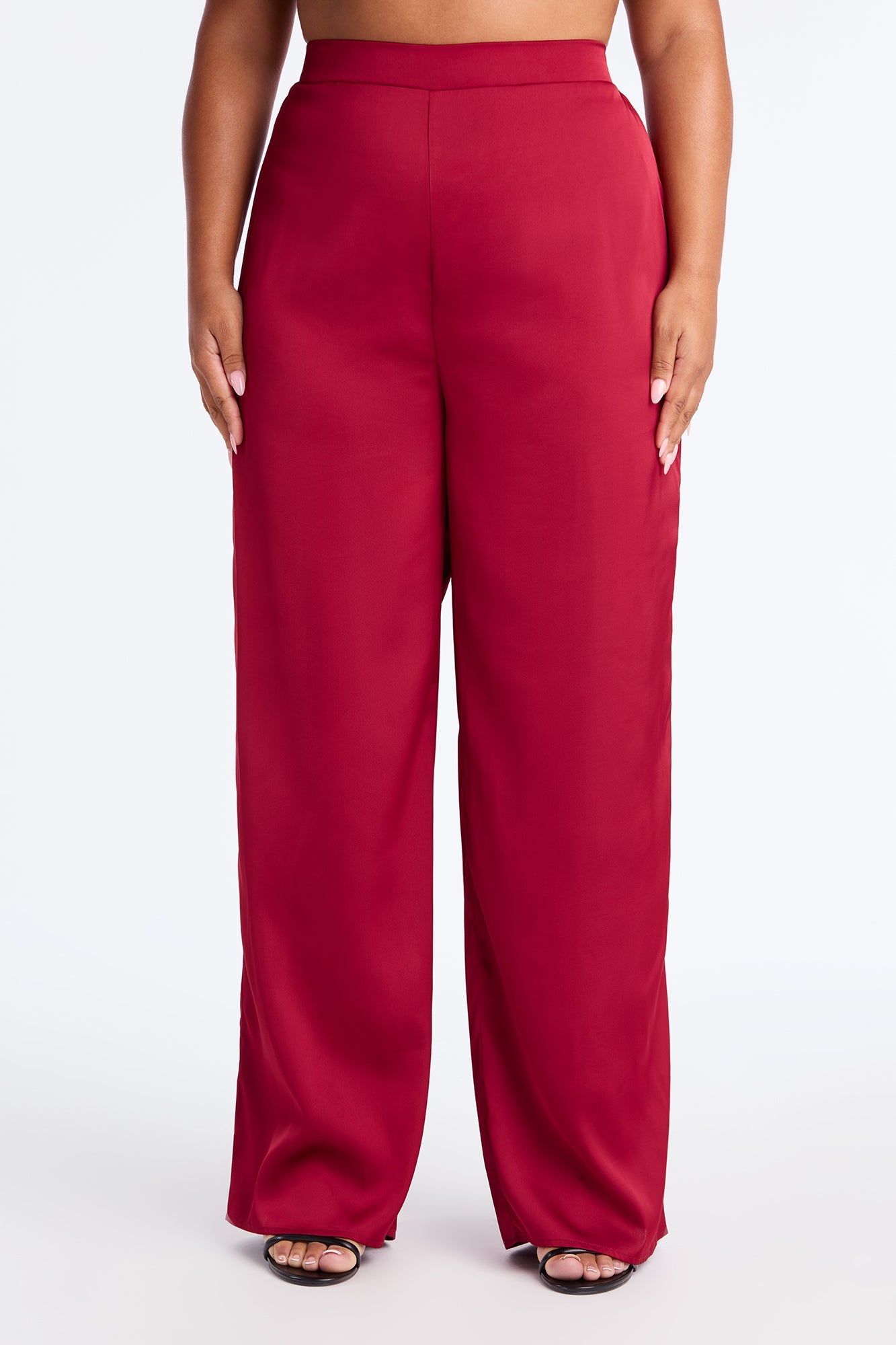 Claudia Satin Wide Leg Pant 32″ - Red