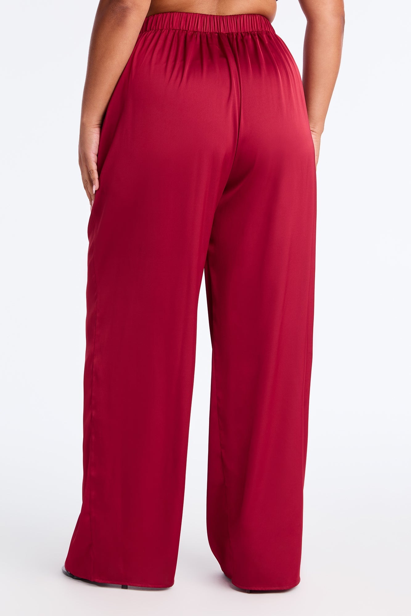 Claudia Satin Wide Leg Pant 32″ - Red