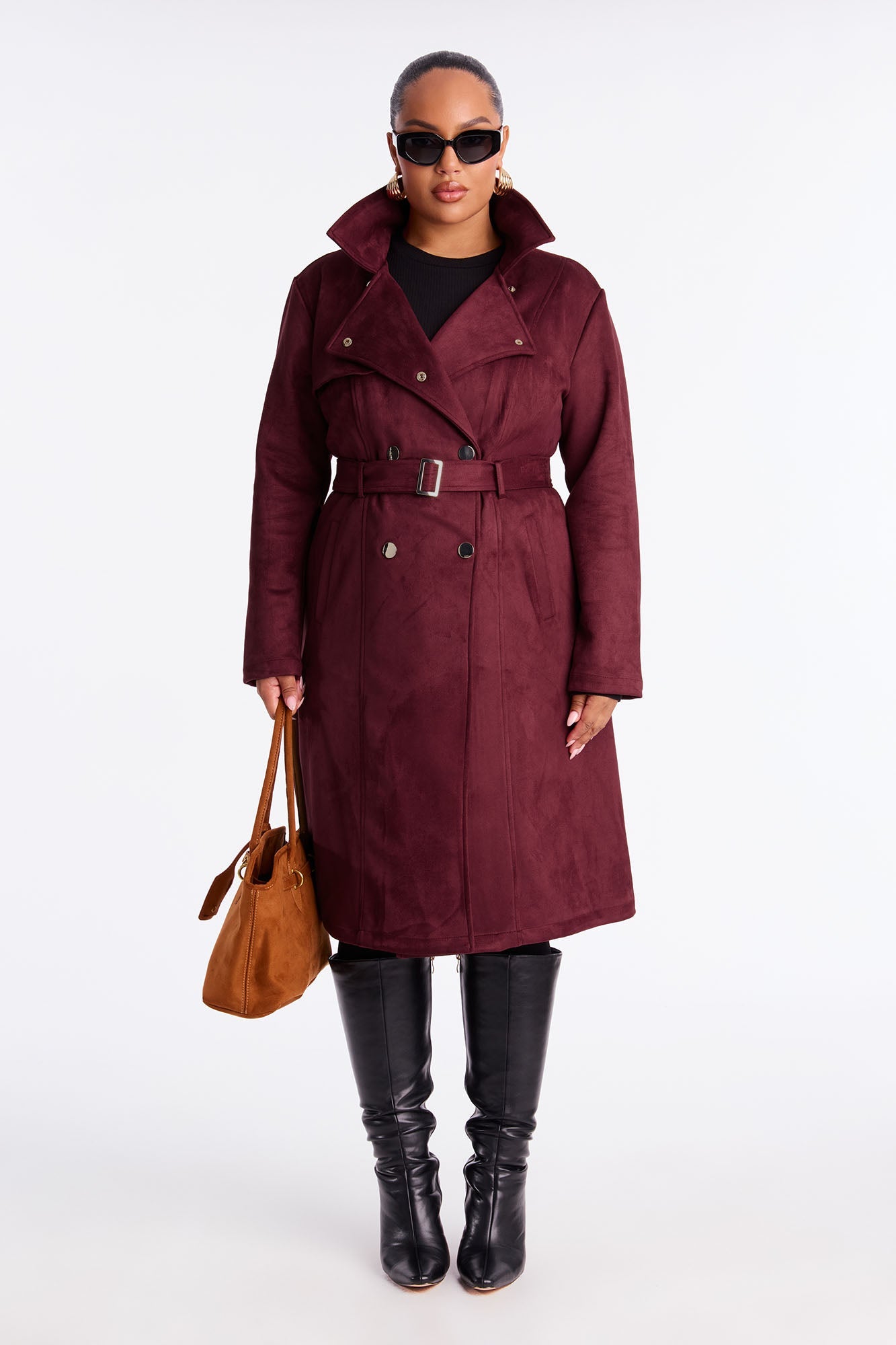 Belt Your Heart Trench Coat - Wine
