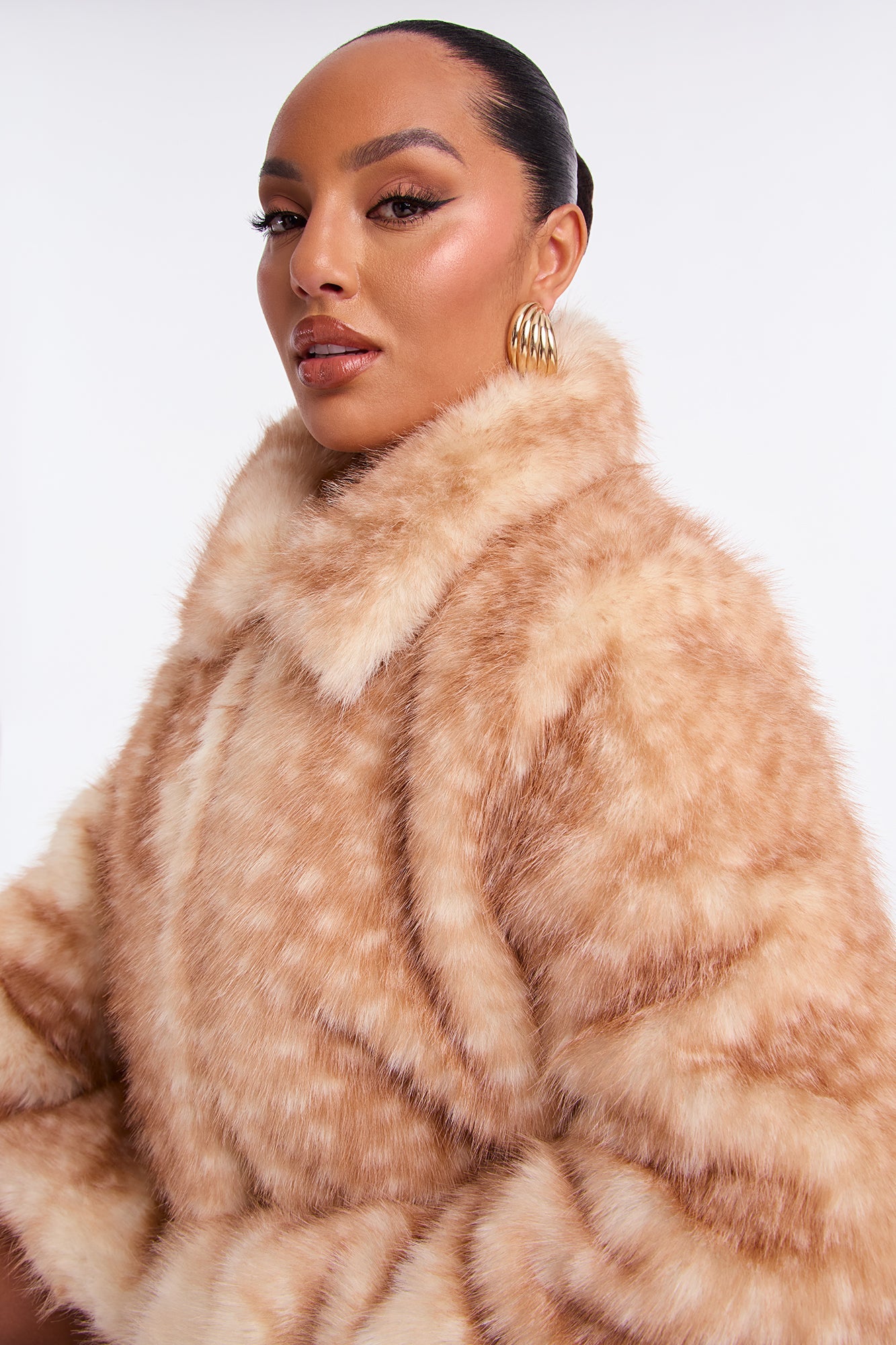 Dawn Animal Print Faux Fur Coat - Brown/combo