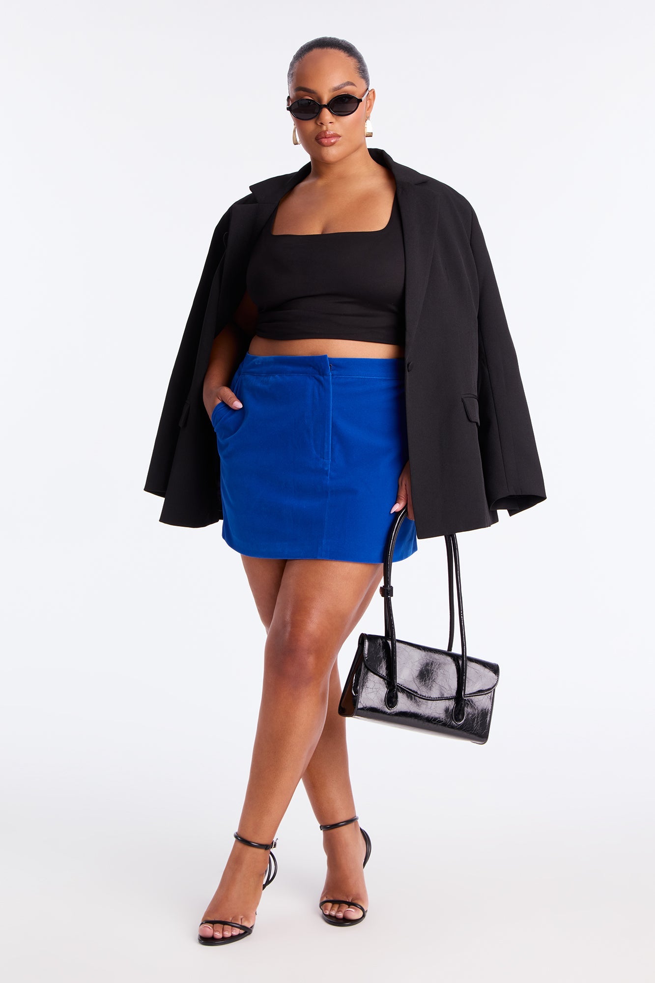 Stay Charmed Velvet Mini Skort - CobaltBlue