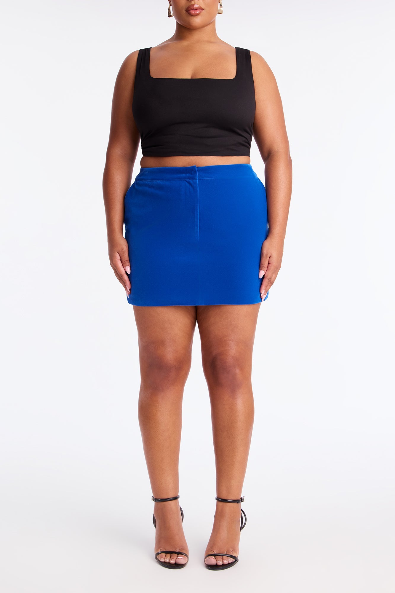 Stay Charmed Velvet Mini Skort - CobaltBlue