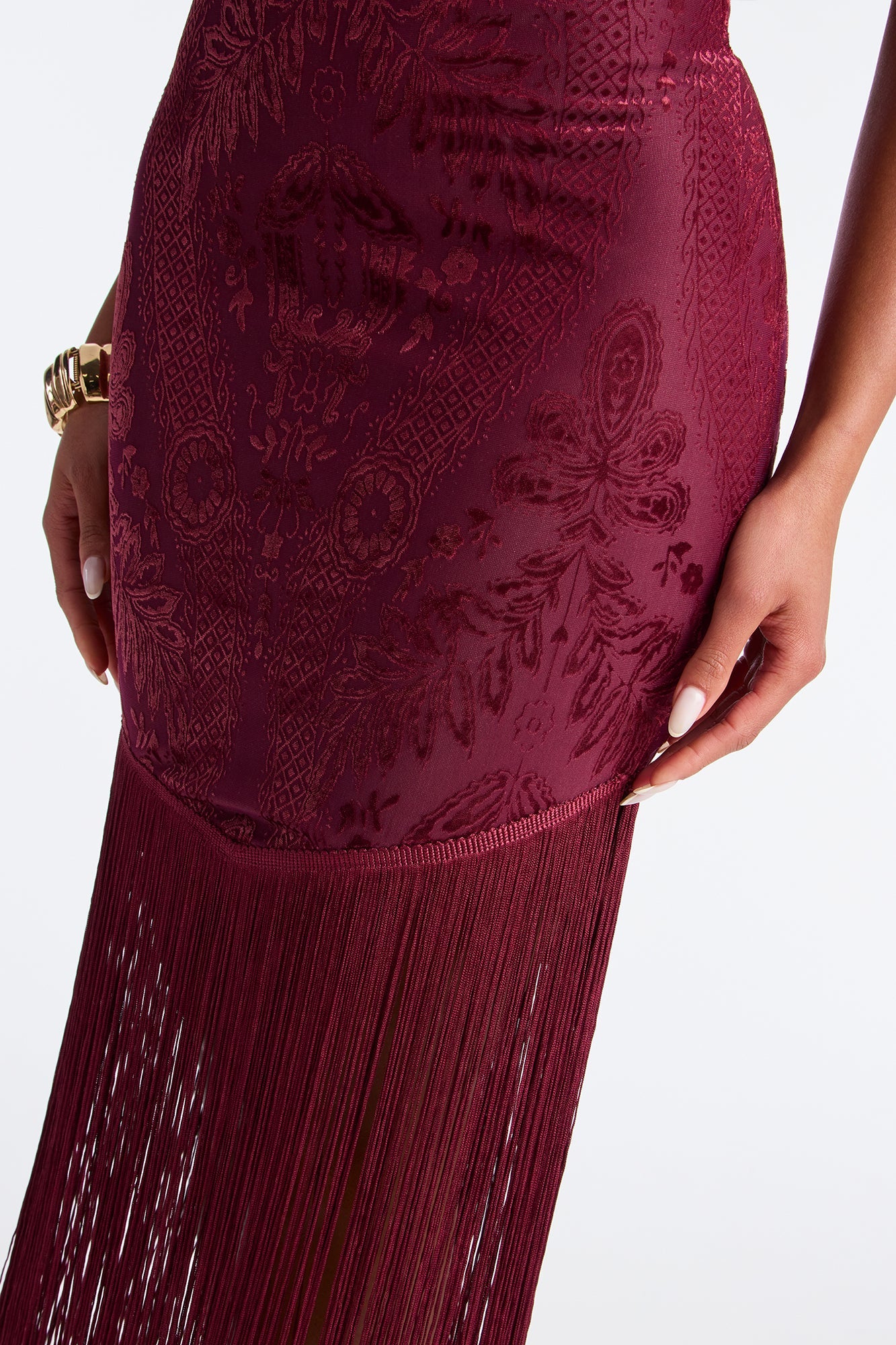 Belle Of The Ball Fringe Trim Mini Dress - Burgundy