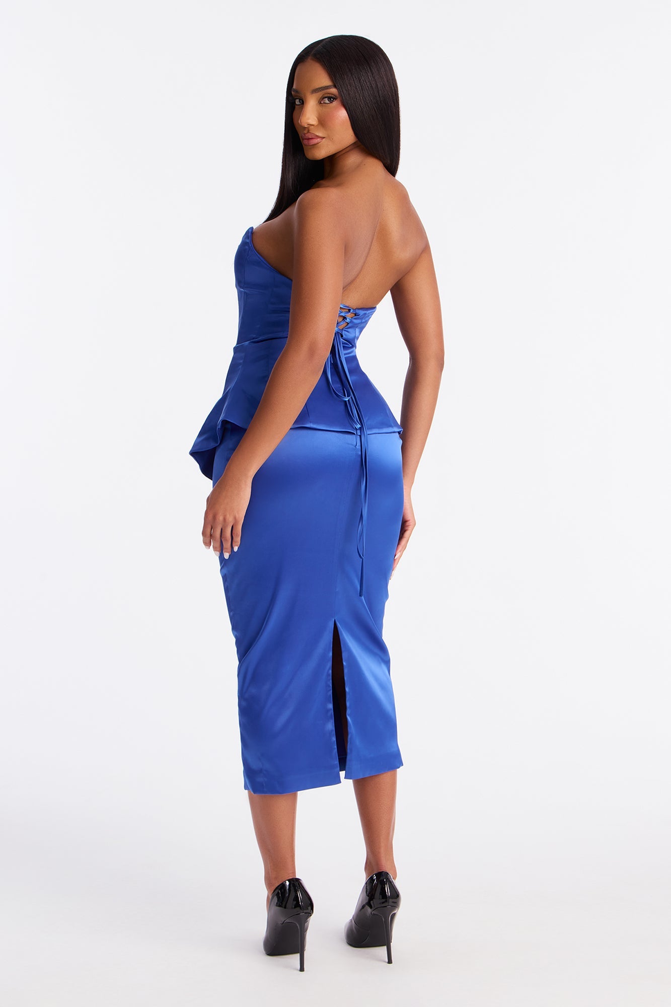 Darling Mine Satin Midi Dress - Royal