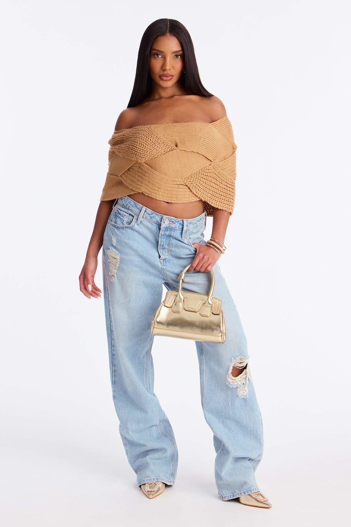Flirt On Sight Twisted Sweater Top - Camel