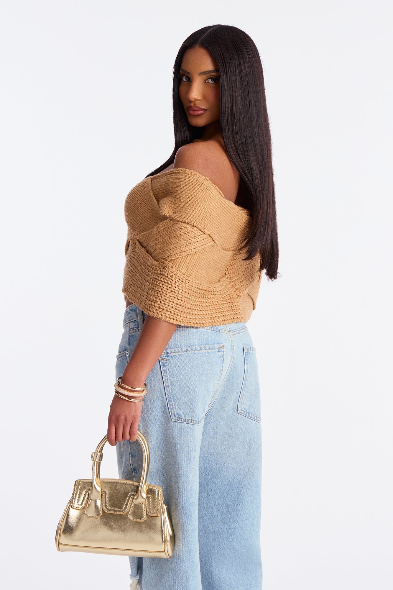 Flirt On Sight Twisted Sweater Top - Camel