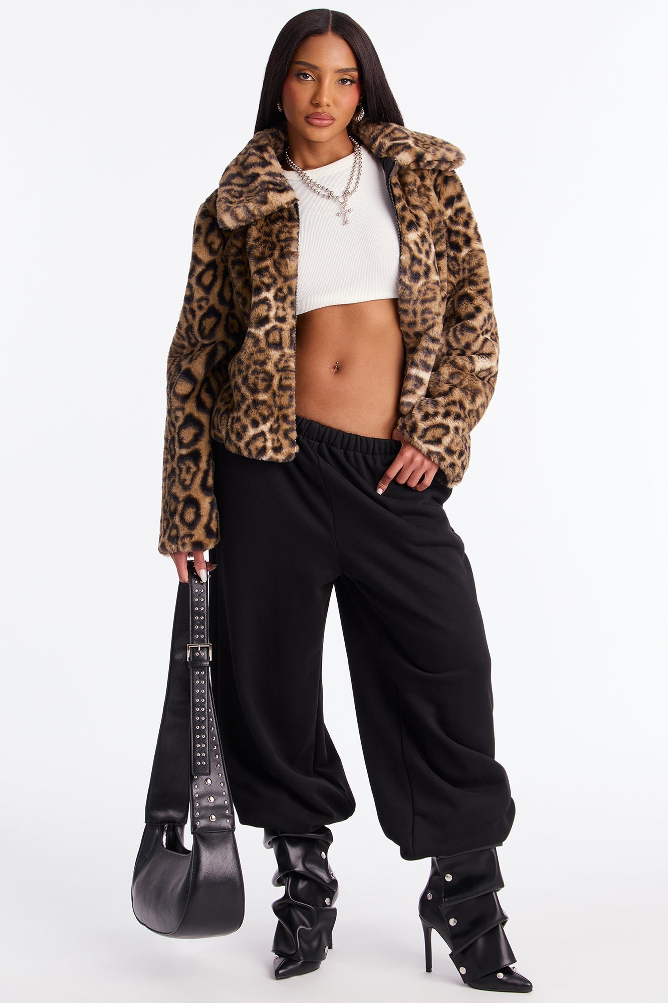 Feline Instinct Leopard Faux Fur Coat - Leopard