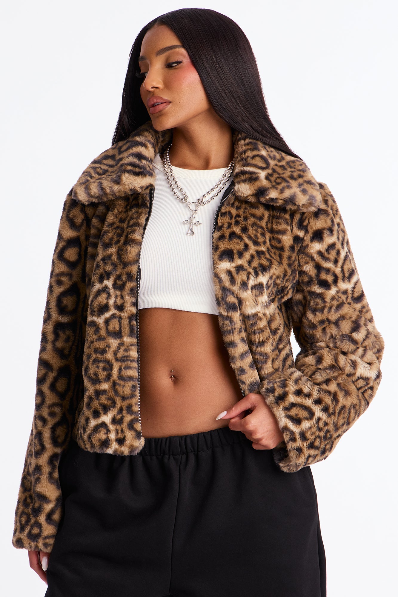 Feline Instinct Leopard Faux Fur Coat - Leopard