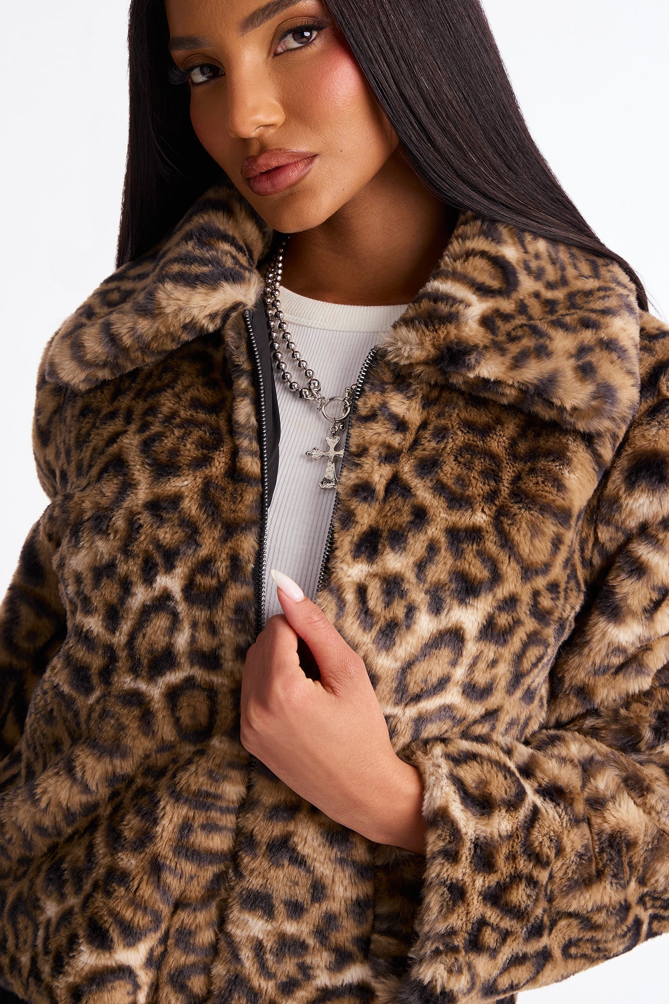 Feline Instinct Leopard Faux Fur Coat - Leopard