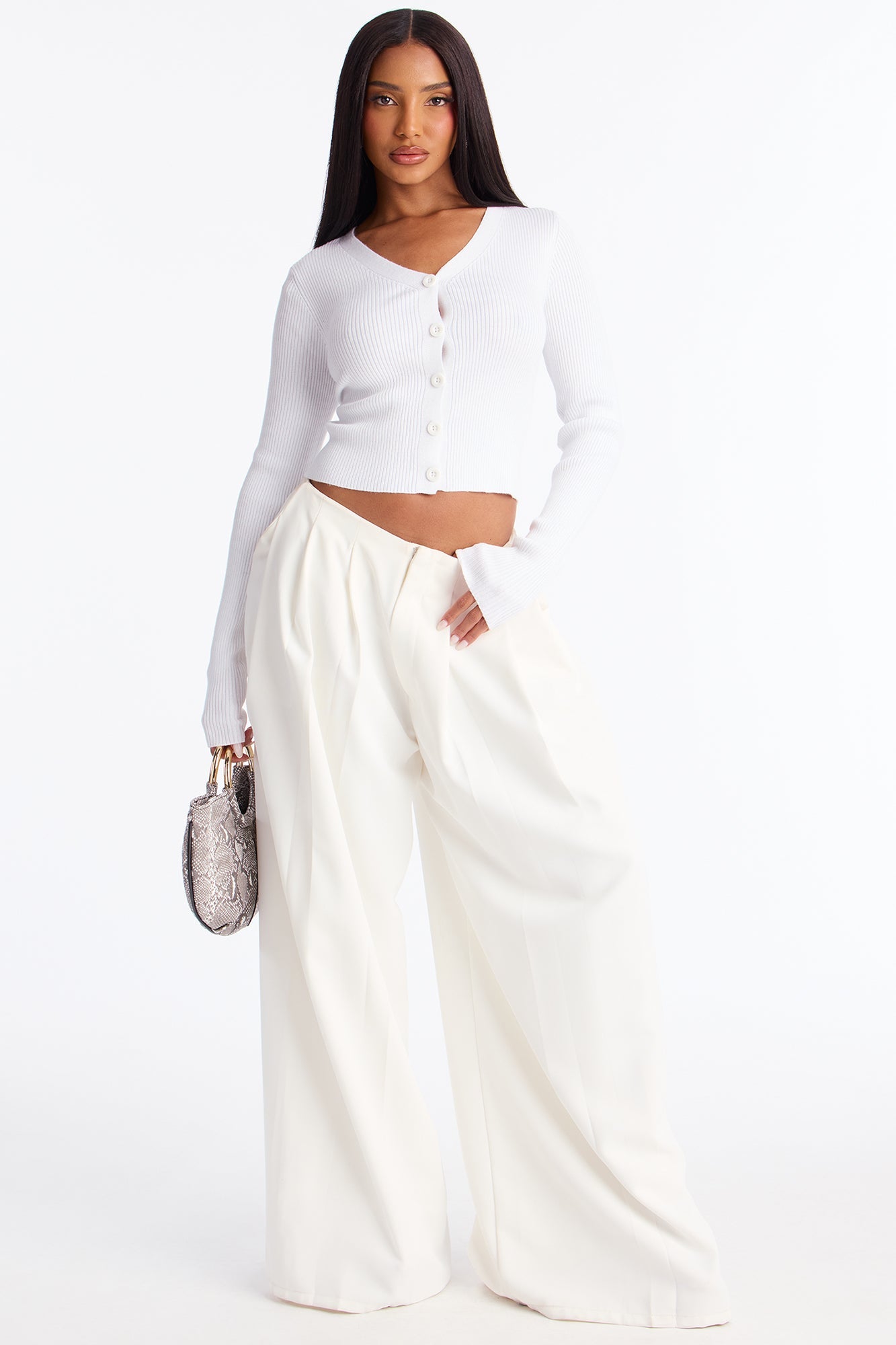 Comfort First Ribbed Cardigan - White