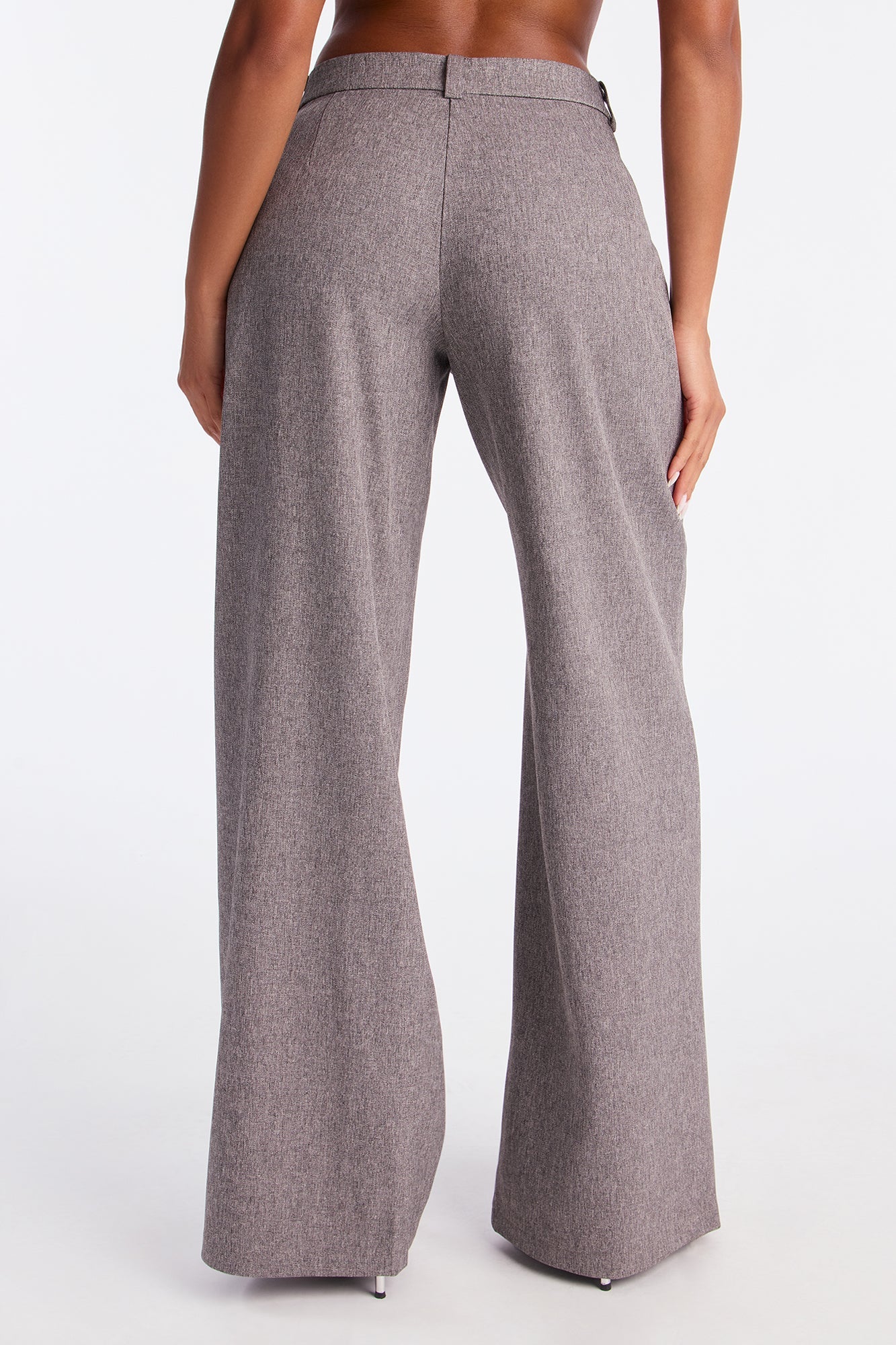 Ava Crepe Wide Leg Trousers 33 - Light Grey