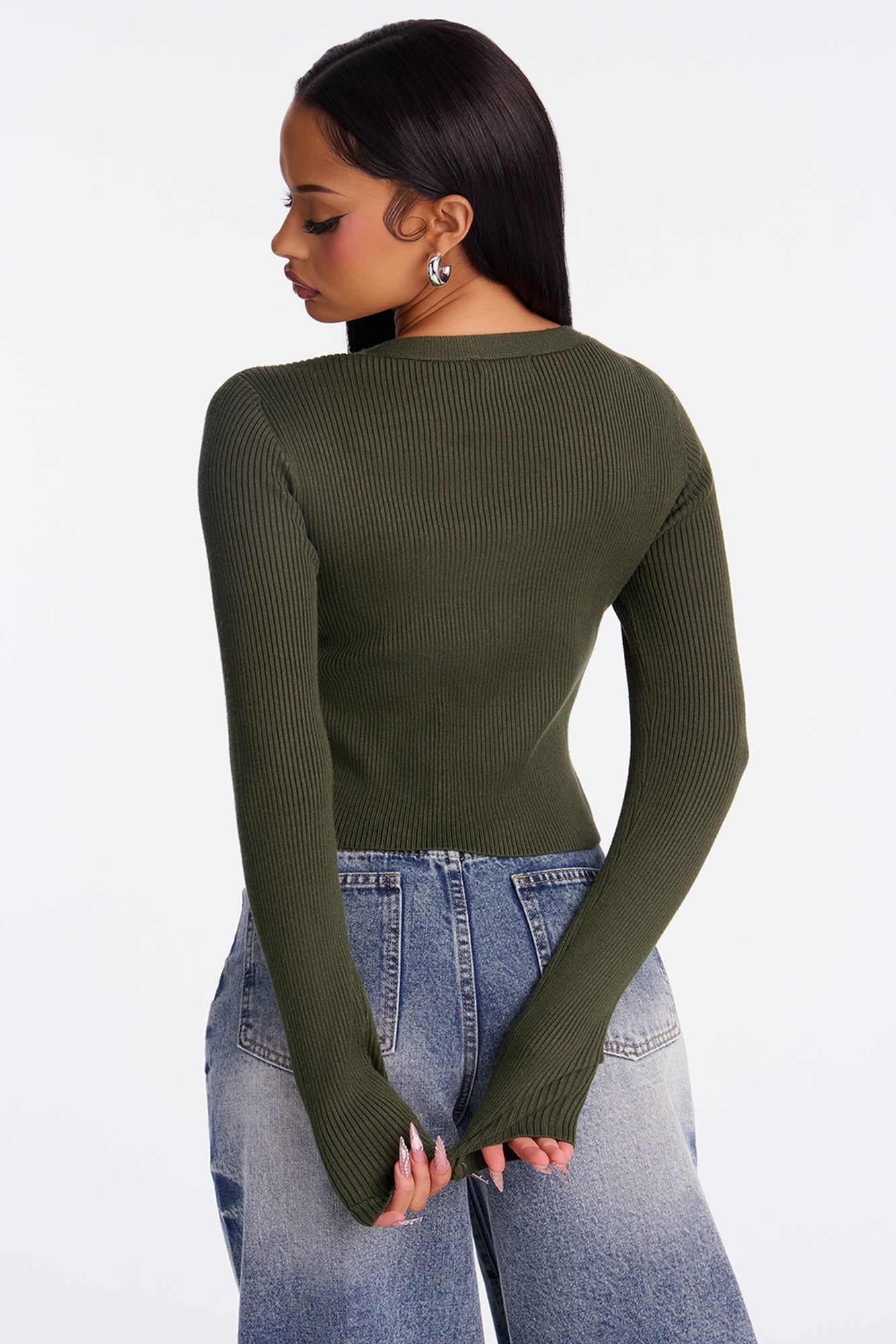 Comfort First Ribbed Cardigan - Green