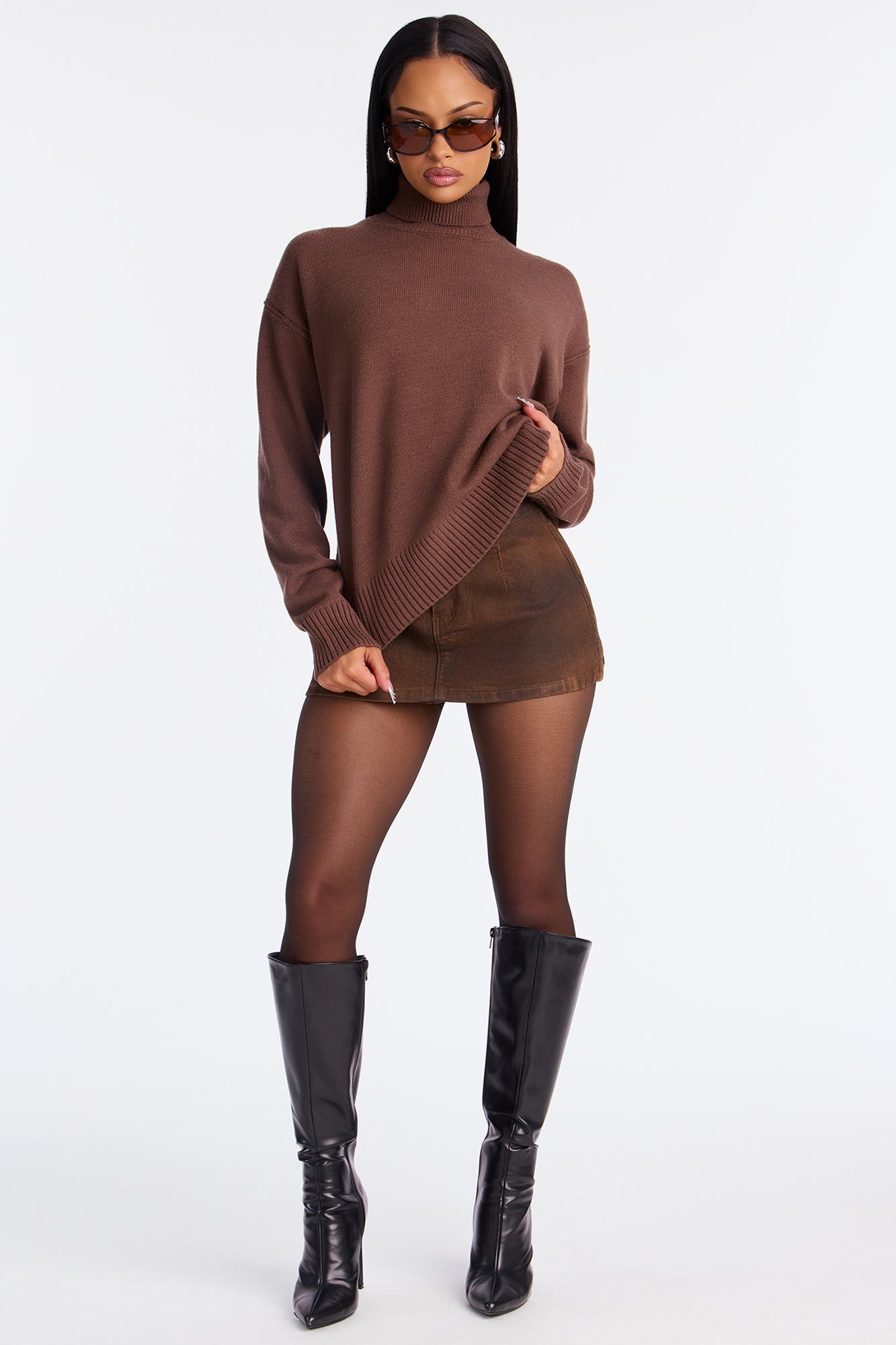 Taking What's Mine Turtle Neck Sweater - Mocha