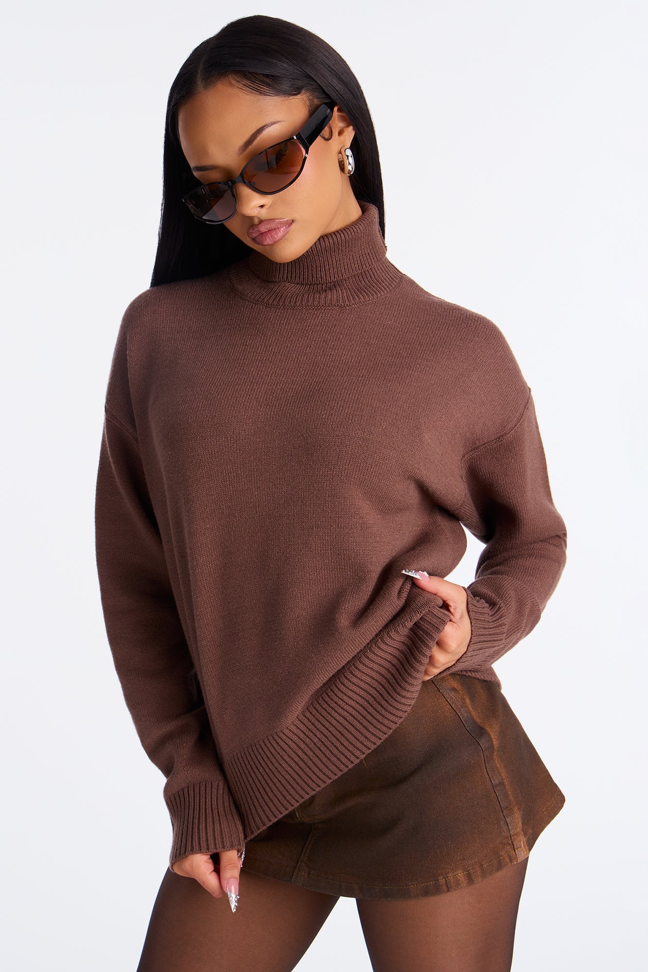 Taking What's Mine Turtle Neck Sweater - Mocha