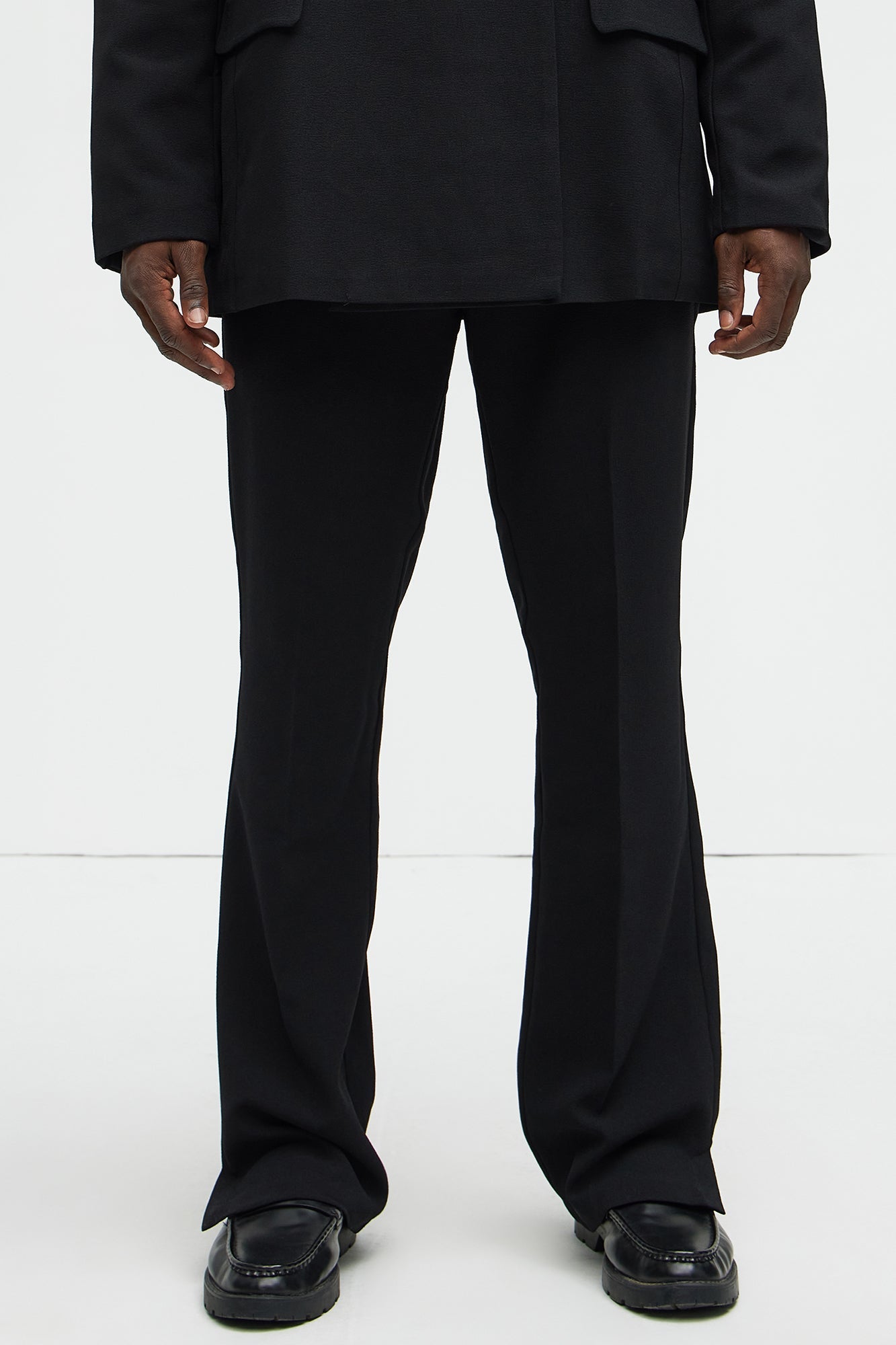 Golden Hour Slit Slim Flare Trousers - Black