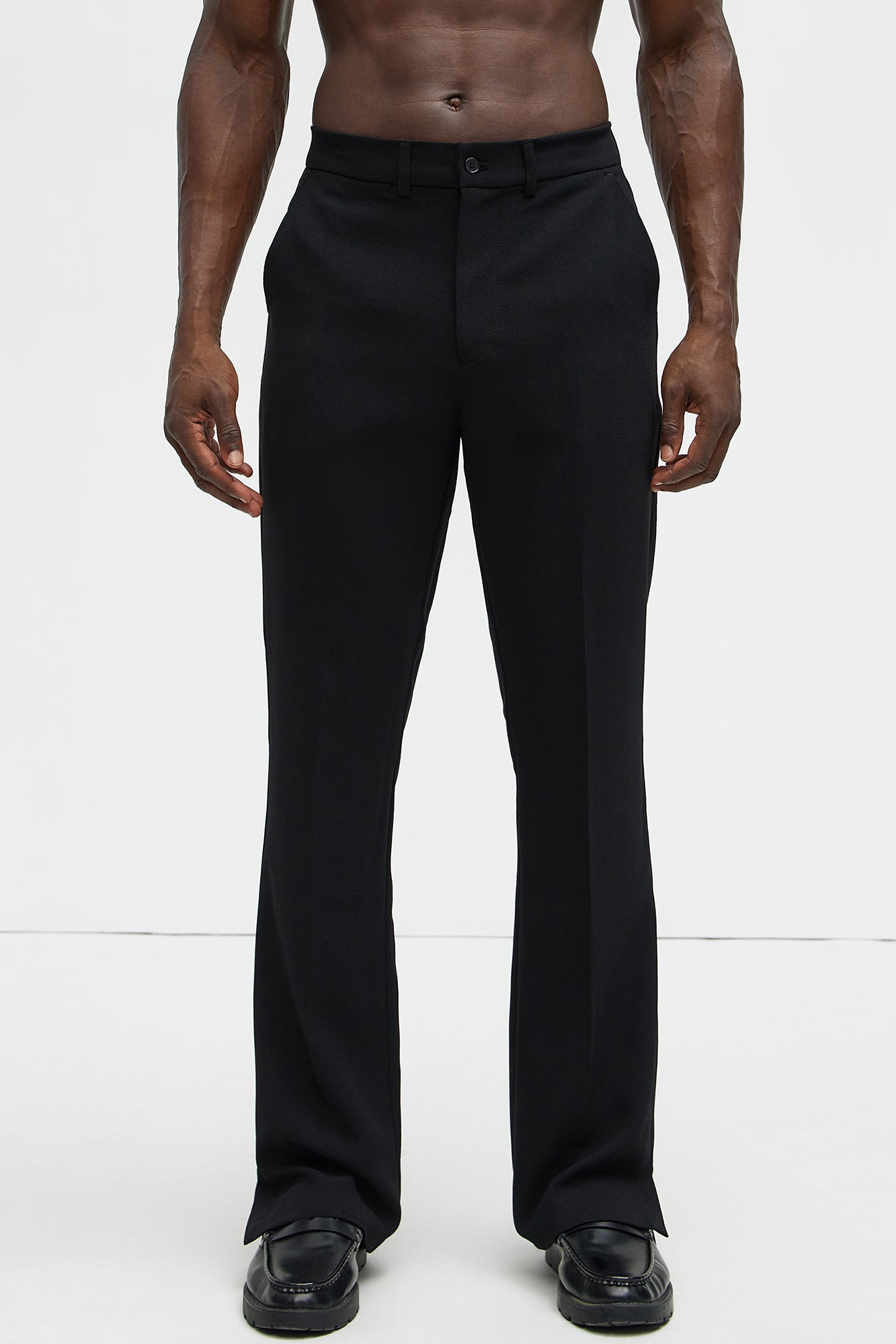 Golden Hour Slit Slim Flare Trousers - Black